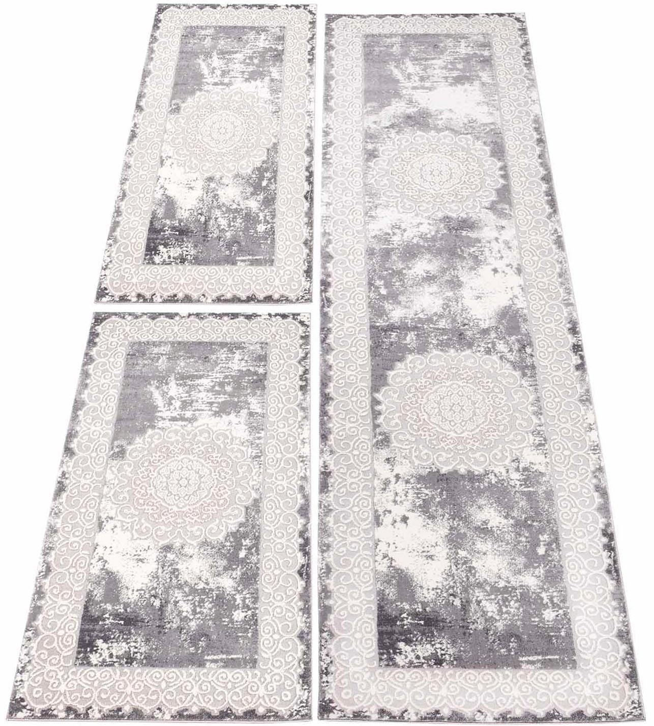Image of Carpet City Bettumrandung »Platin 8058«, (3 tlg.), Bettvorleger, Bordüre, Glänzend durch Polyester, Läufer-Set für Schlafzimmer bei Ackermann Versand Schweiz
