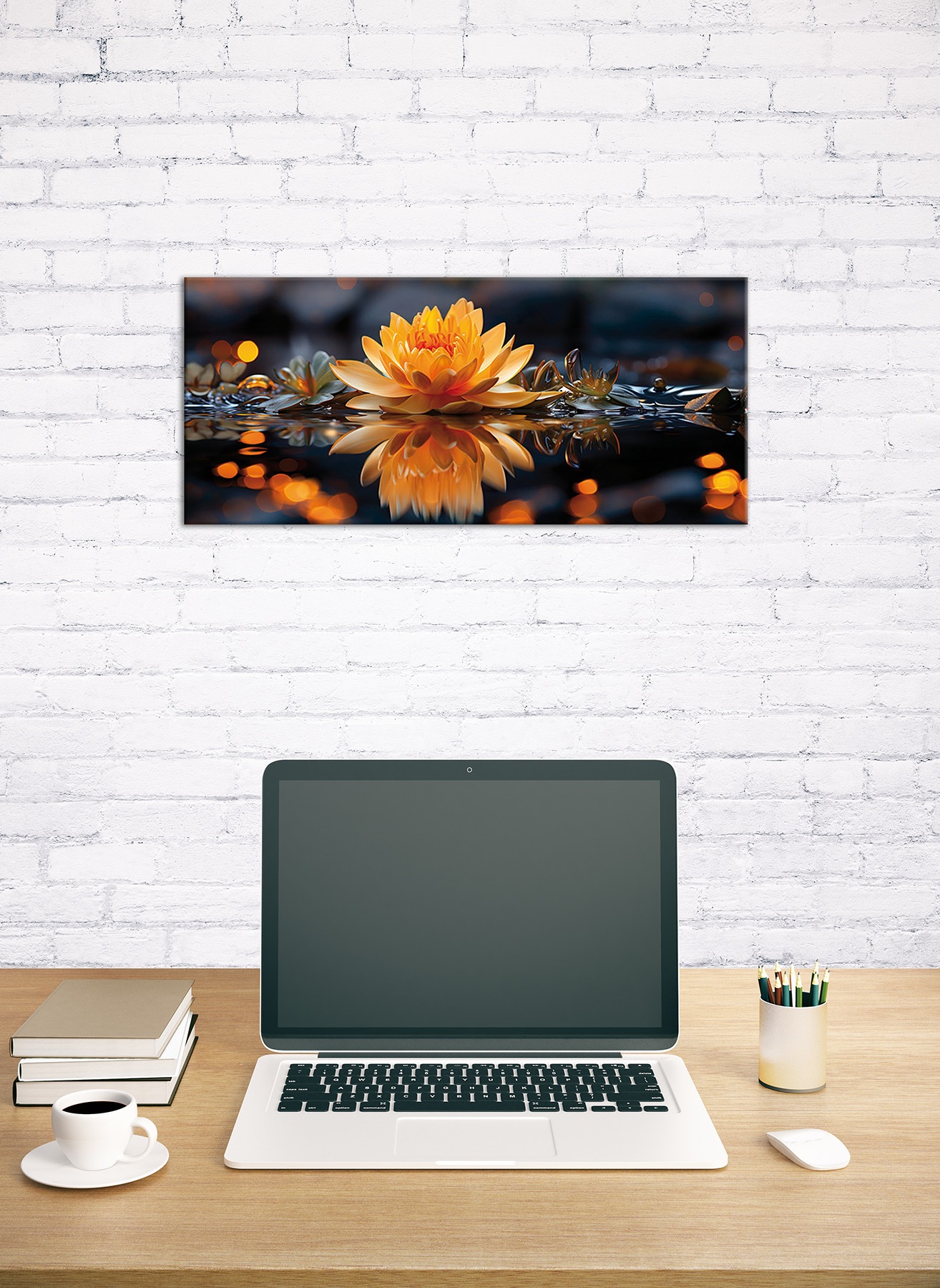 Bönninghoff Tableau sur toile »Wandbild LOTUSBLUME 33x70 cm – Leinwandbild Keilrahmen Deko modern« Fleurs | Images de fleurs | Images de plantes | Nature | Nature morte | Plantes 1 cuis tlg. tendu sur châssis