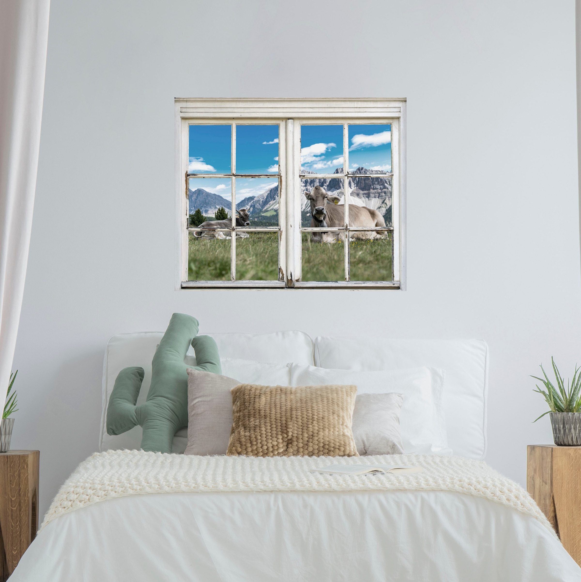 Image of queence Wandsticker "Kühe auf der Alm" Wandsticker, Wandbild, selbstklebend, 3D, Fenster