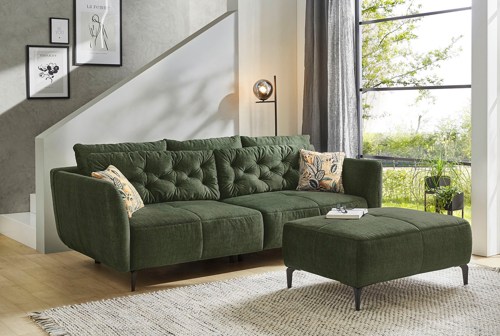 Jockenhöfer Gruppe Big-Sofa »Spa, im Retrolook mit Wellenfederung«, und frei im Raum stellbar, inkl. 7 Kissen