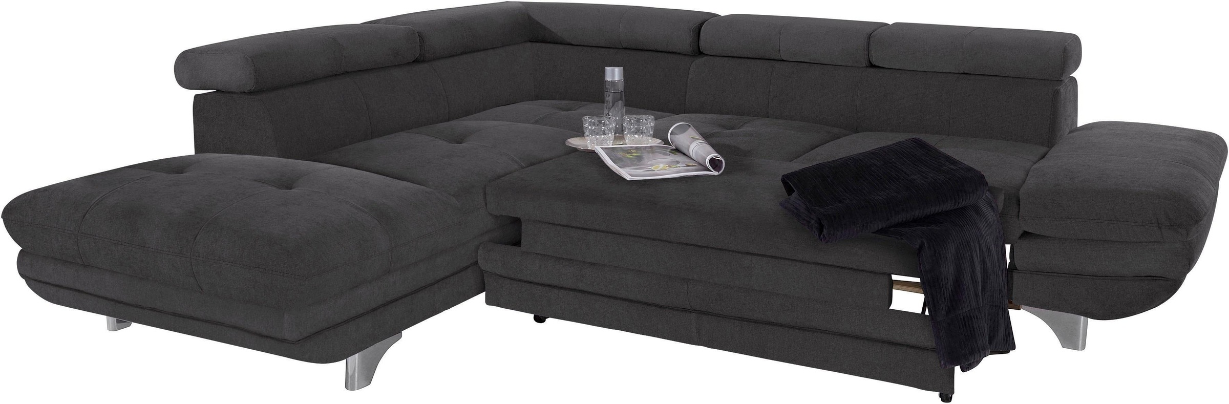 COTTA Canapé d'angle »Enterprise L-Form« mit Arm- & Kopfteilverstellung, wahlweise mit Bettfunktion