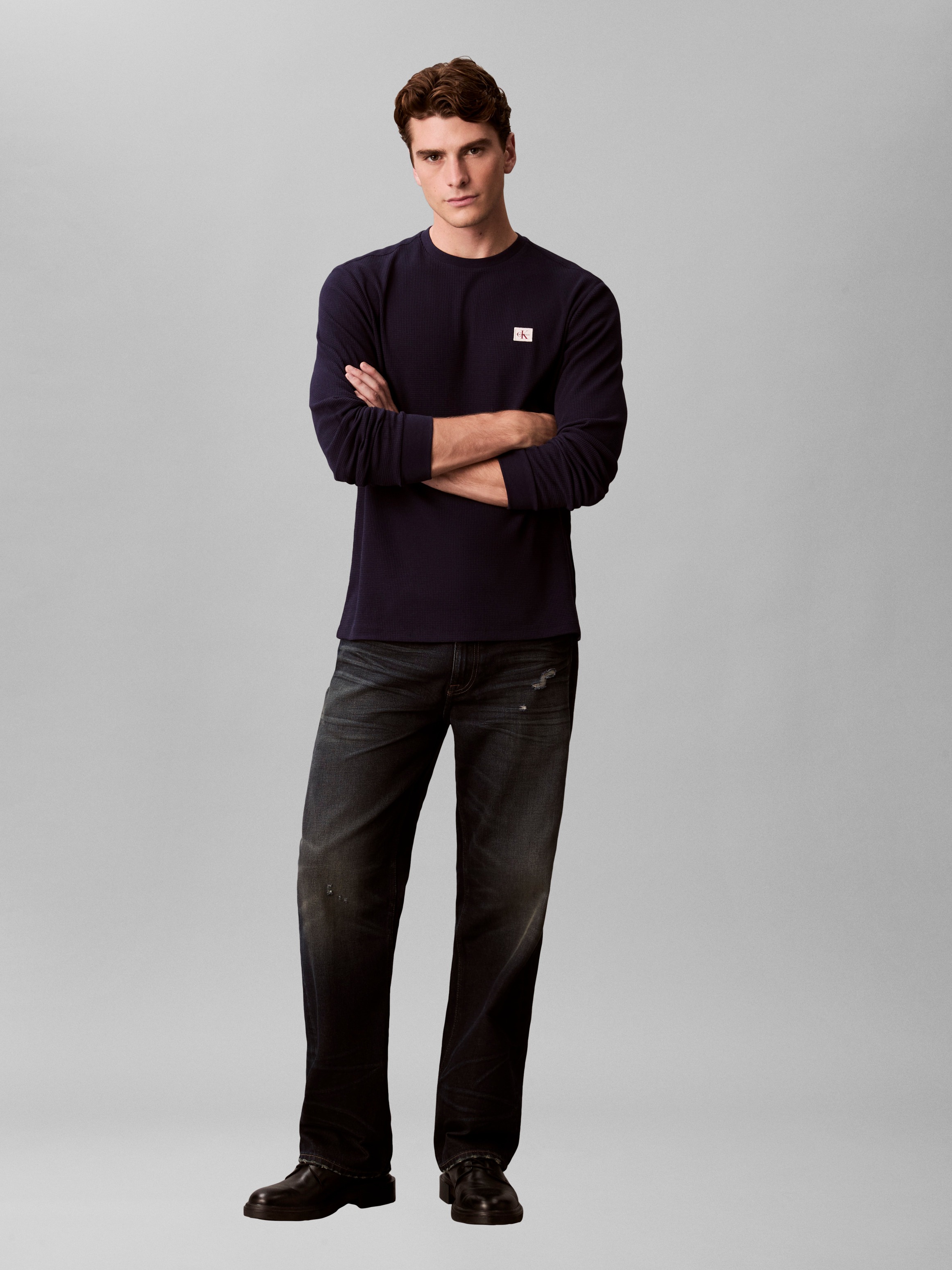 Calvin Klein Jeans T-shirt à manches longues »LS WAFFLE BADGE CREWNK TEE« avec encolure ronde