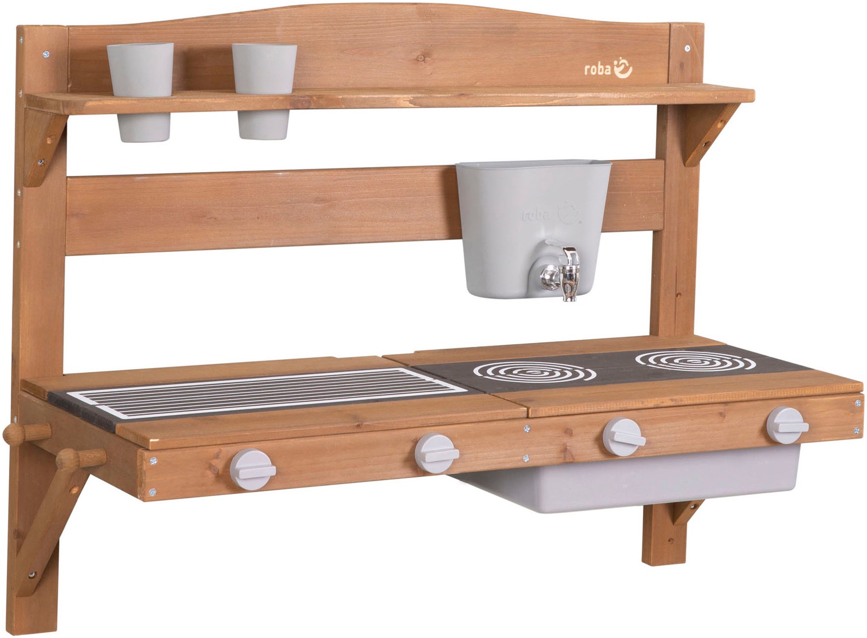 Image of roba Outdoor-Spielküche "Matschküche zum Aufhängen, teakholzfarben lasiert, aus Holz"