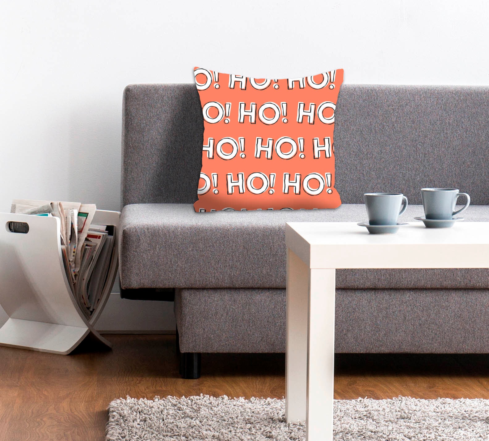 Image of queence Dekokissen "HO HO HO" Kissenhülle,Ho Ho Ho,Weihnachten,Festlich,Rot,Weiss,Spruch