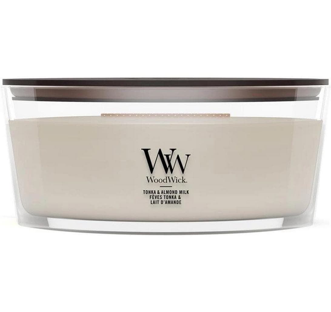 Image of Woodwick Duftkerze "Tonka & Almond Milk Ellipse"