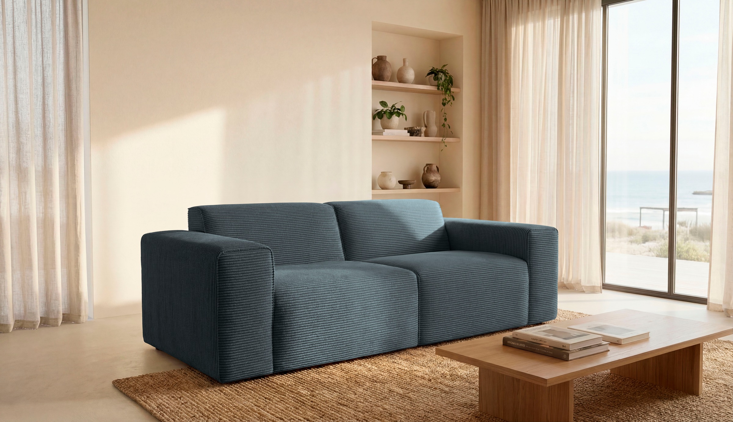 Image of GOODproduct 2-Sitzer "Clayton Kompaktsofa Breite 202 cm" in einem trendigen Cord-Bezug, verschiedene Kombinationen verfügbar