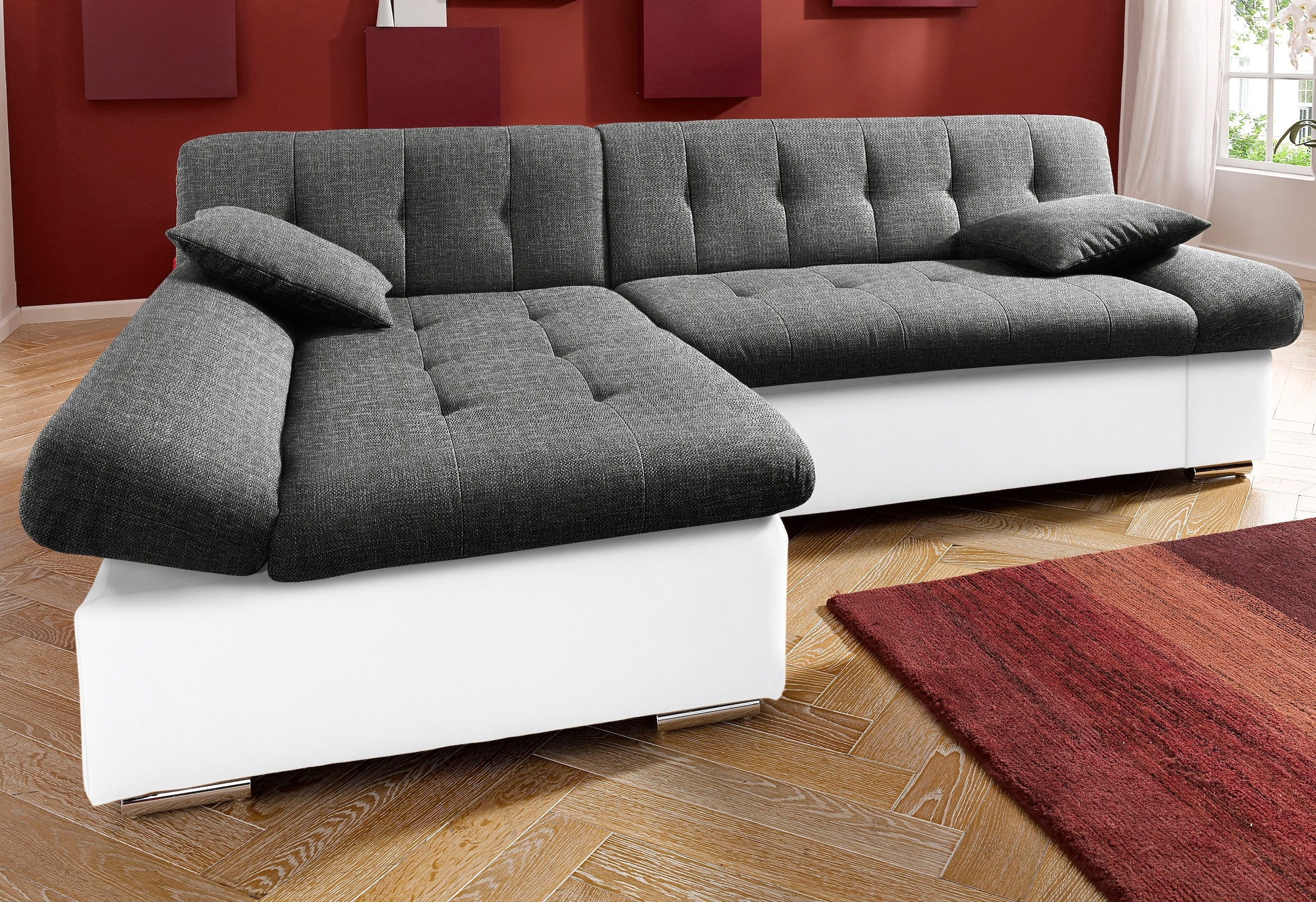 TRENDMANUFAKTUR Ecksofa »Reggae, modern und bequem, aktueller Materialmix, L-Form«, inkl. verstellbare Armlehne, wahlweise mit Bettfunktion