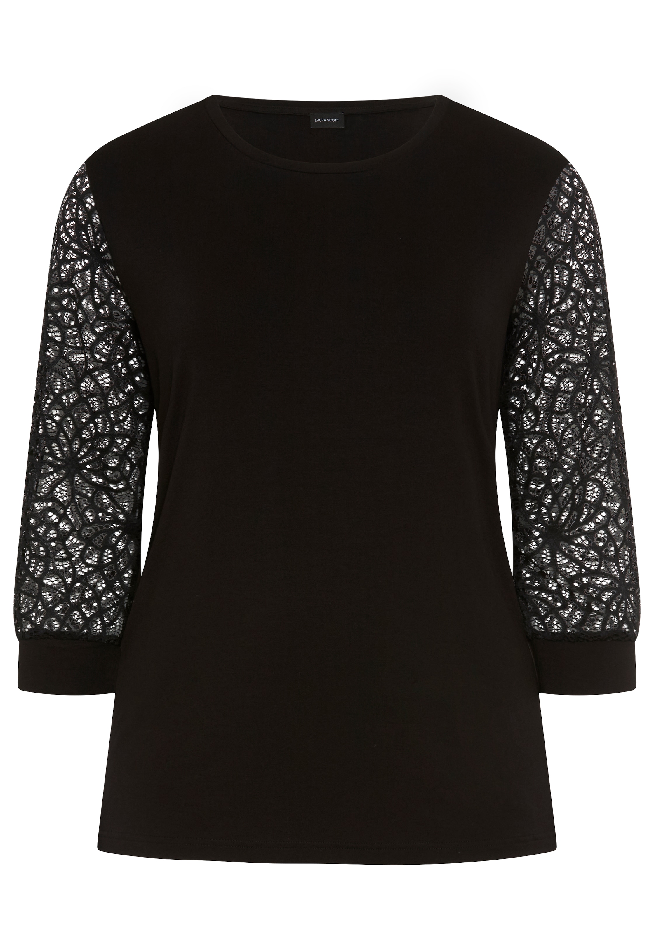 Laura Scott CURVE Chemise en dentelle »Grosse Grössen« coupe ajustée, avec manches bouffantes, manches 3/4, col rond