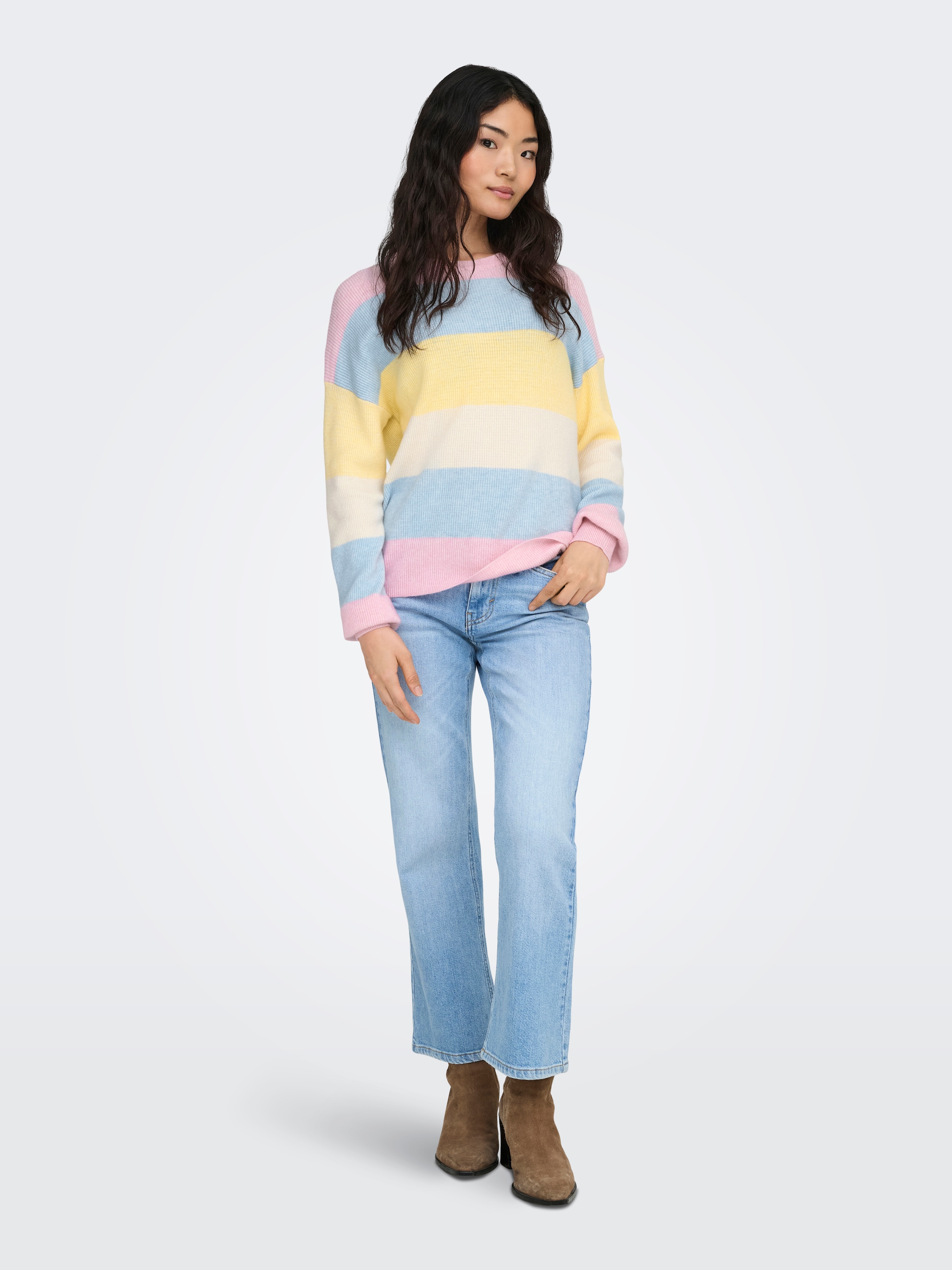 ONLY Pull en tricot »ONLATIA L/S STRIPE PULLOVER KNT NOOS« mélange viscose, coupe régulière