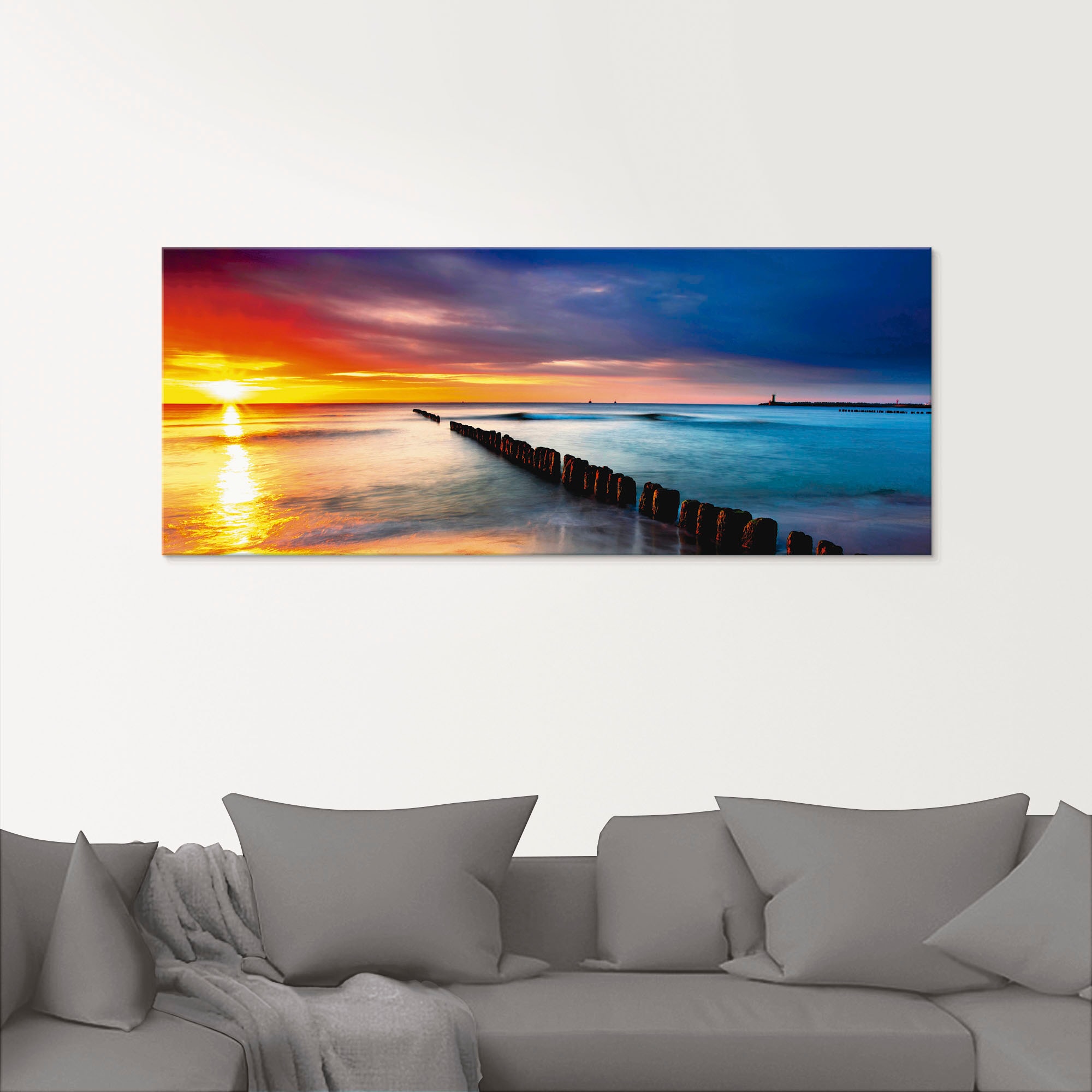 Artland Glasbild »Ostsee mit schönem Sonnenaufgang«, Strand, (1 St.), in verschiedenen Grössen