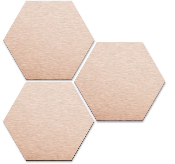 Metallbild »3er Set Hexagon Kupfer Wandbild«, (Set, 3 St., Dekorative Wanddekoration),...