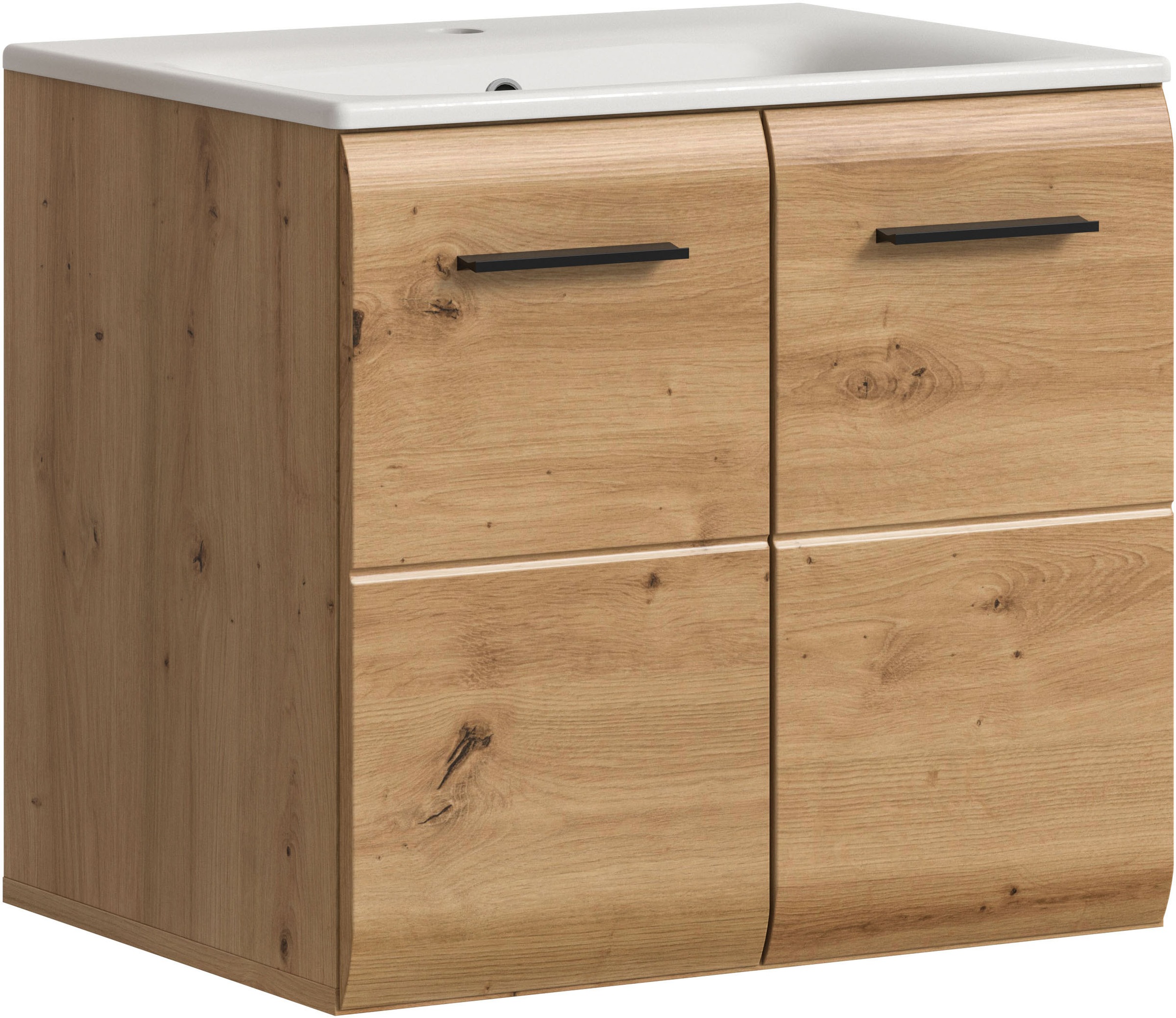Image of welltime Waschbeckenunterschrank 2 Stk. tlg. Florenz, Waschtisch inkl. Waschbecken, Artisan Oak NB, 60 cm breit