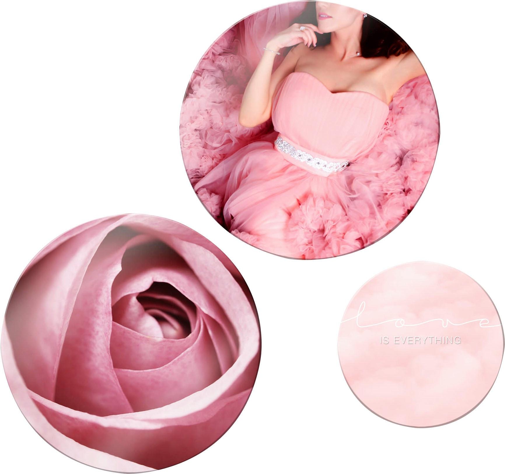 Image of Wall-Art Glasbild »Love is everything - rund«, (Set, 3 St.) bei Ackermann Versand Schweiz