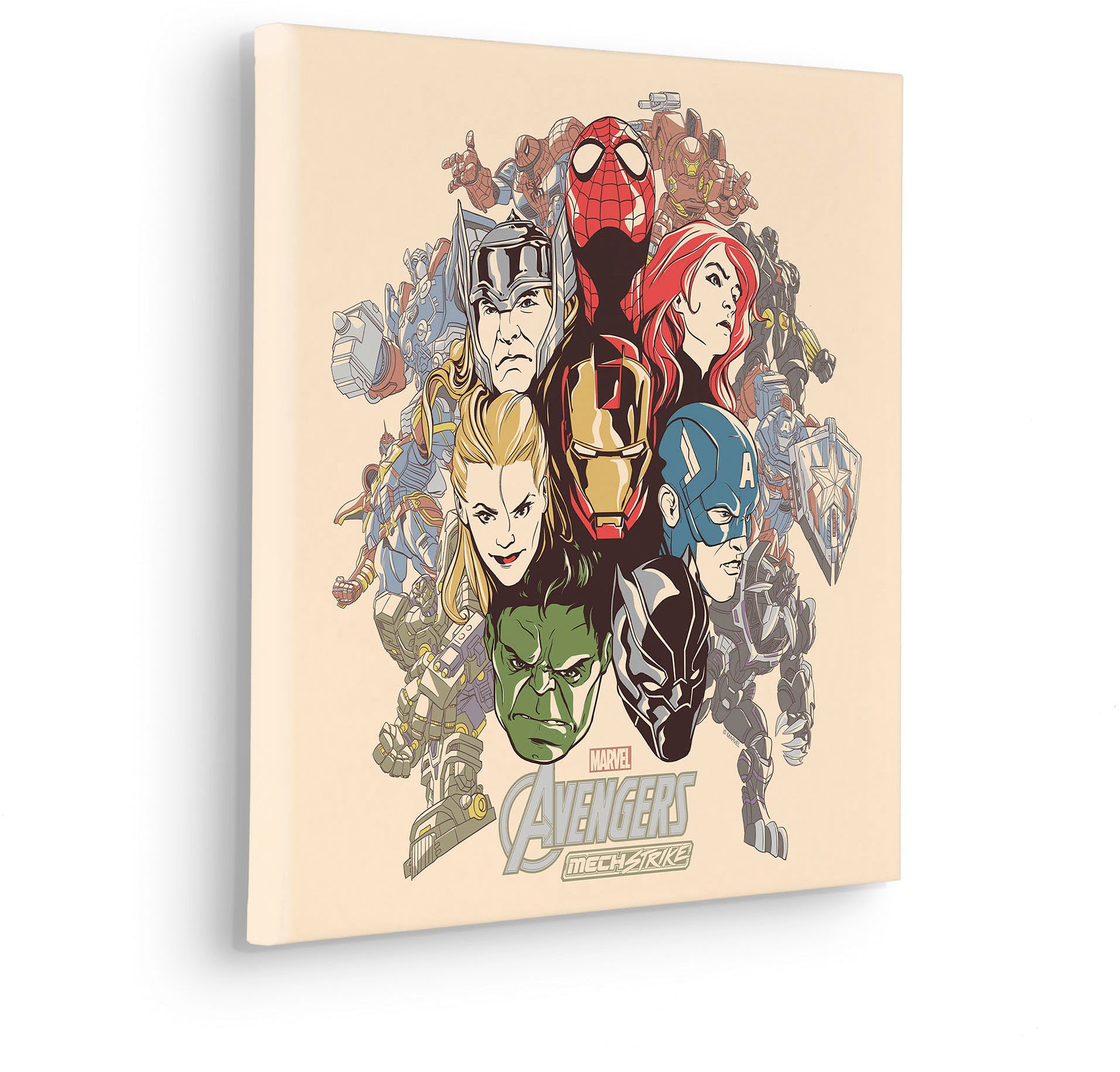 Komar Leinwandbild »Avengers Strike Back - Grösse 40 x 40 cm«, Disney, (1 St., 40 x 40 cm (Breite x Höhe), Keilrahmenbild mit Echtholzrahmen, Kinderzimmer