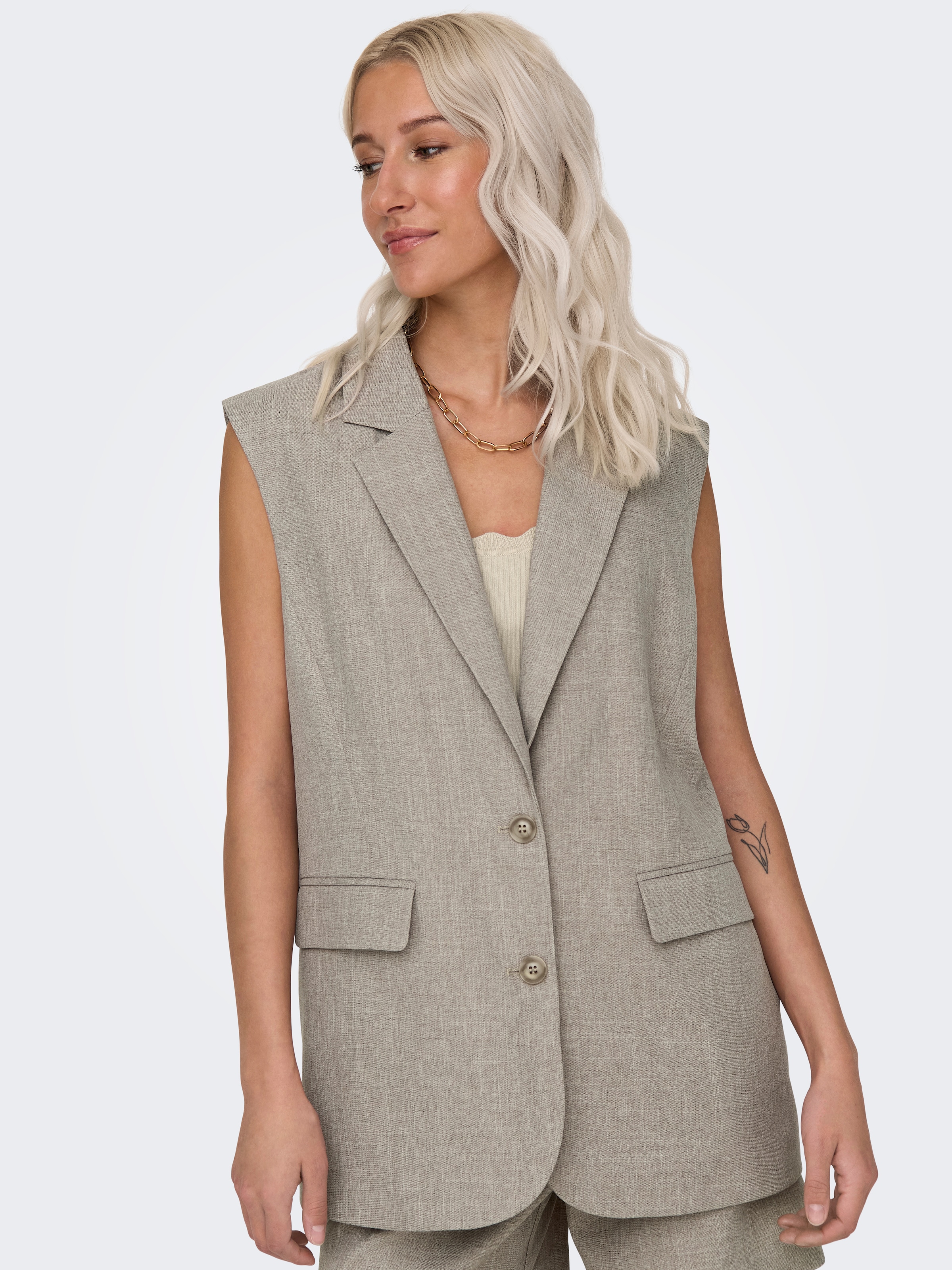 ONLY Gilet de costume »ONLLINDA S/L MEL OVERSIZE WAISTCOAT TLR« mélange de matériaux