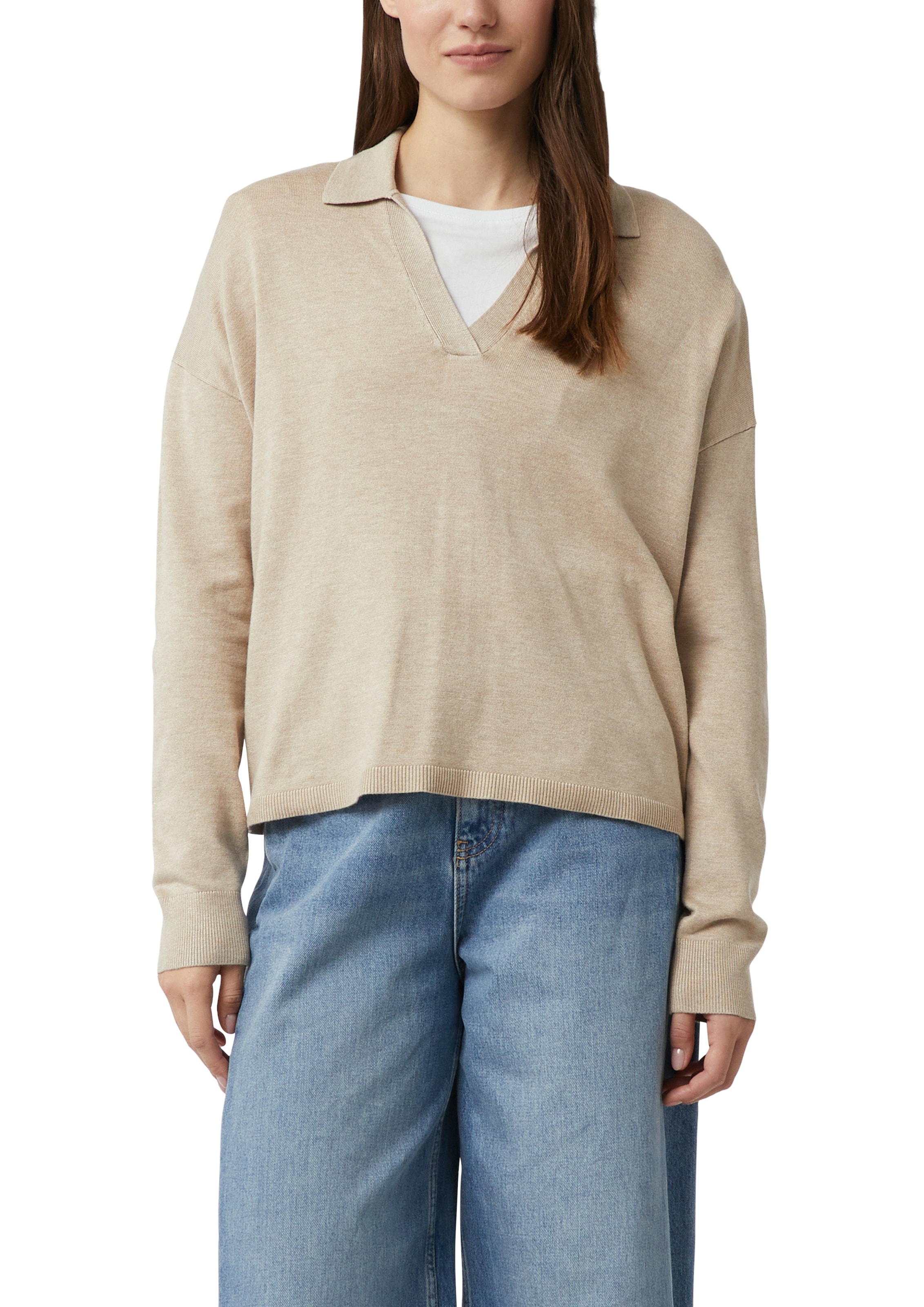 Image of Comma Strickpullover mit V-Ausschnitt und Polo Kragen