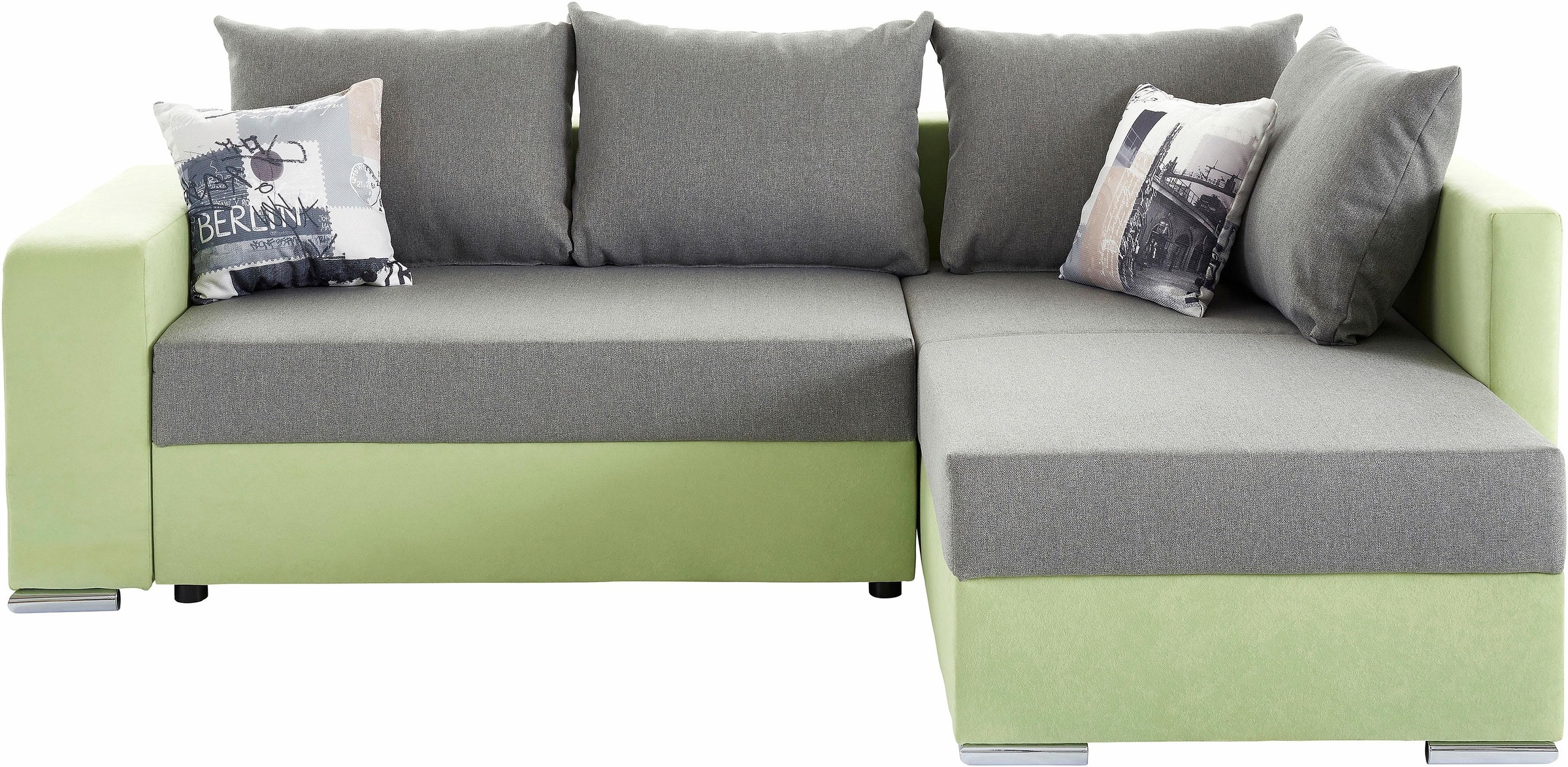COLLECTION AB "John L-Form, B: 226 cm, Schlaffunktion & Bettkasten" Regalelement & 2 Zierkissen, Couch optional mit Federkern