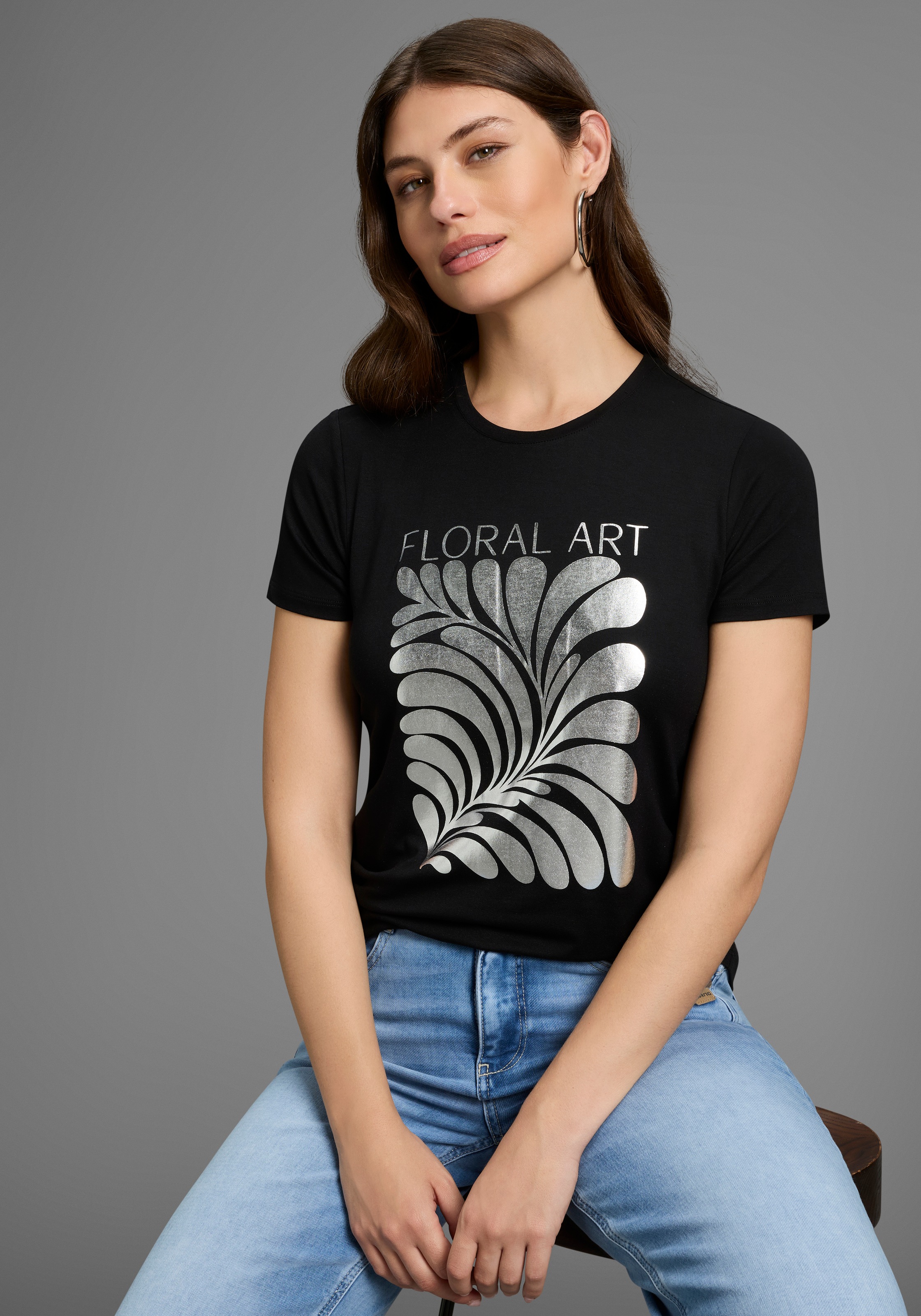 Image of Laura Scott T-Shirt mit Folien-Print