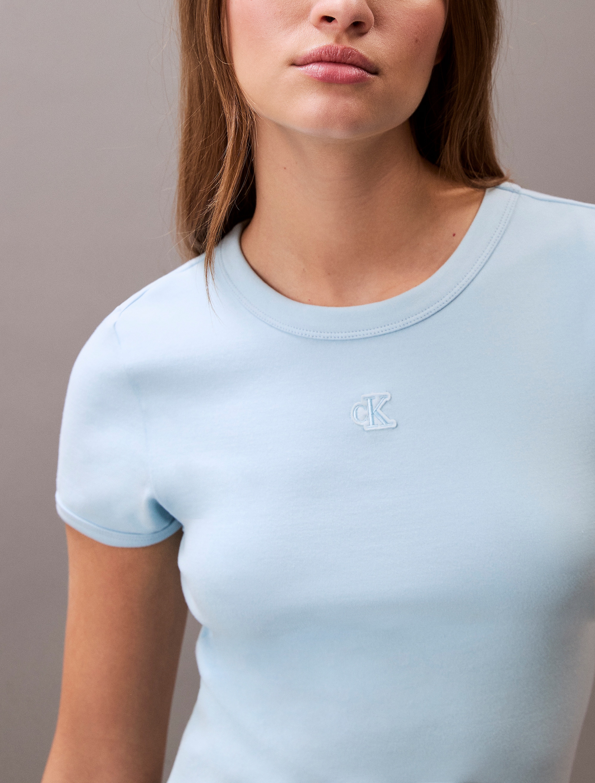 Calvin Klein Jeans Robe en jersey »SS CTN CNTR 1X1 RB S« Mit Rundhalsausschnitt