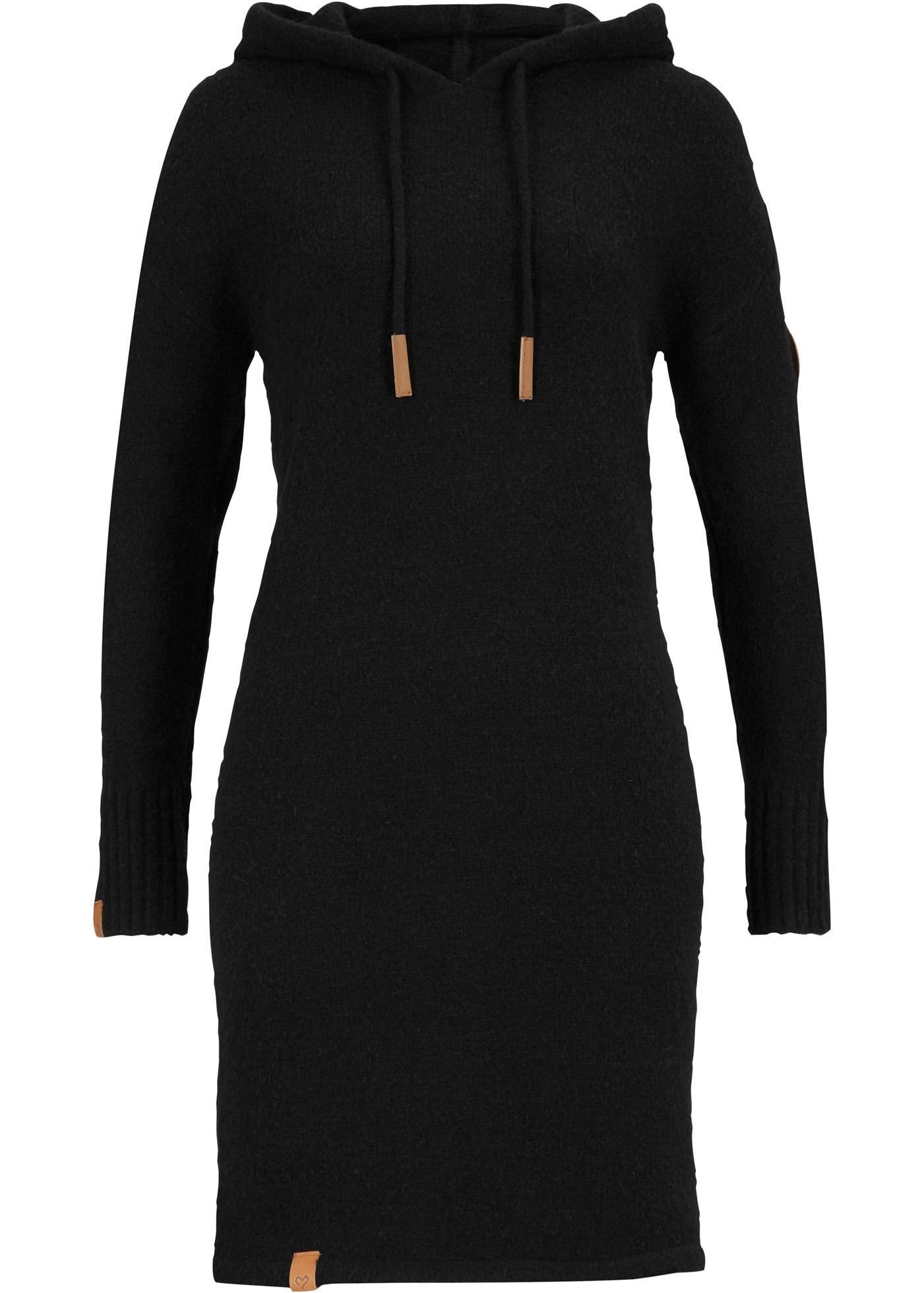 bonprix Strickkleid mit Kapuze und Bindebändern, Ballonform, mit langem Arm