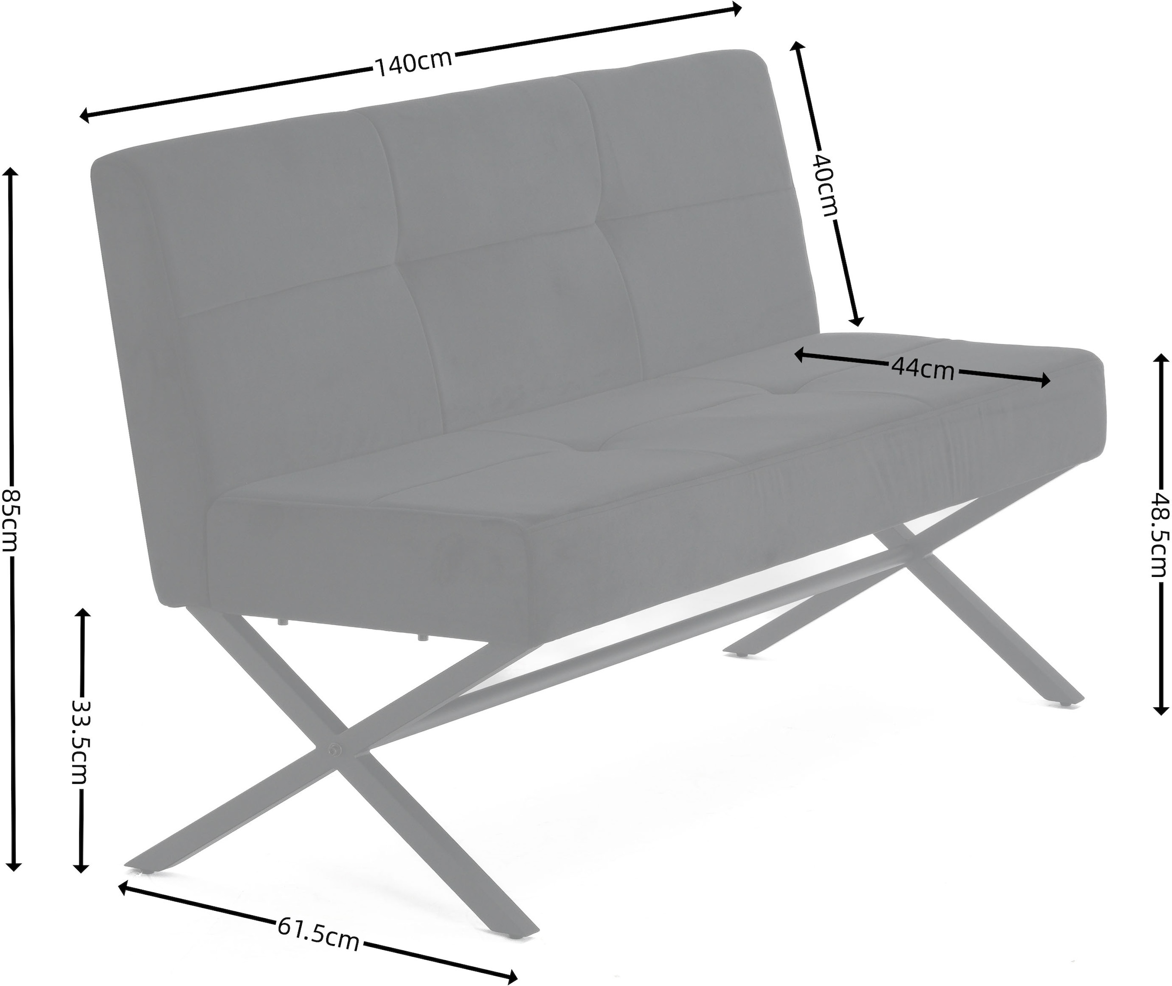 GOODproduct Polsterbank »Narzisse« Esszimmerbank, Bank, Sitzbank,  X-Gestell aus schwarzen Metall, pflegeleichter Samtvelours, 140 cm