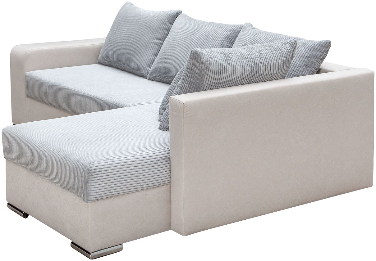 COLLECTION AB Canapé d'angle »John L-Form, B: 226 cm« fonction couchage, coffre à linge, élément de rangement, lumière et 2 coussins décoratifs