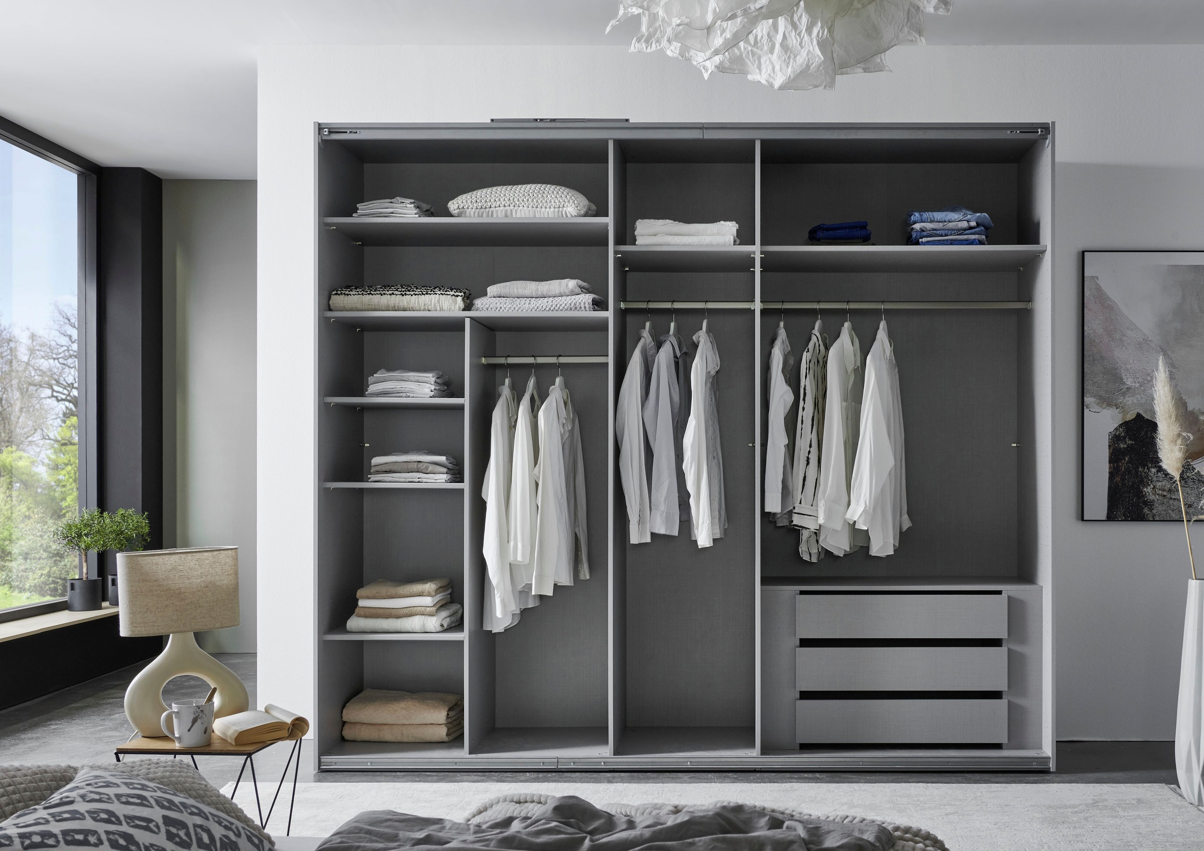 Wimex Kleiderschrank »Indiana by fresh to go, wahlweise mit oder ohne Spiegel« INKLUSIVE Innenausstattung und Selbsteinzug für die Türen,  grosse Breiten250 oder 300cm, mit oder ohne Glasfront, Made in Germany