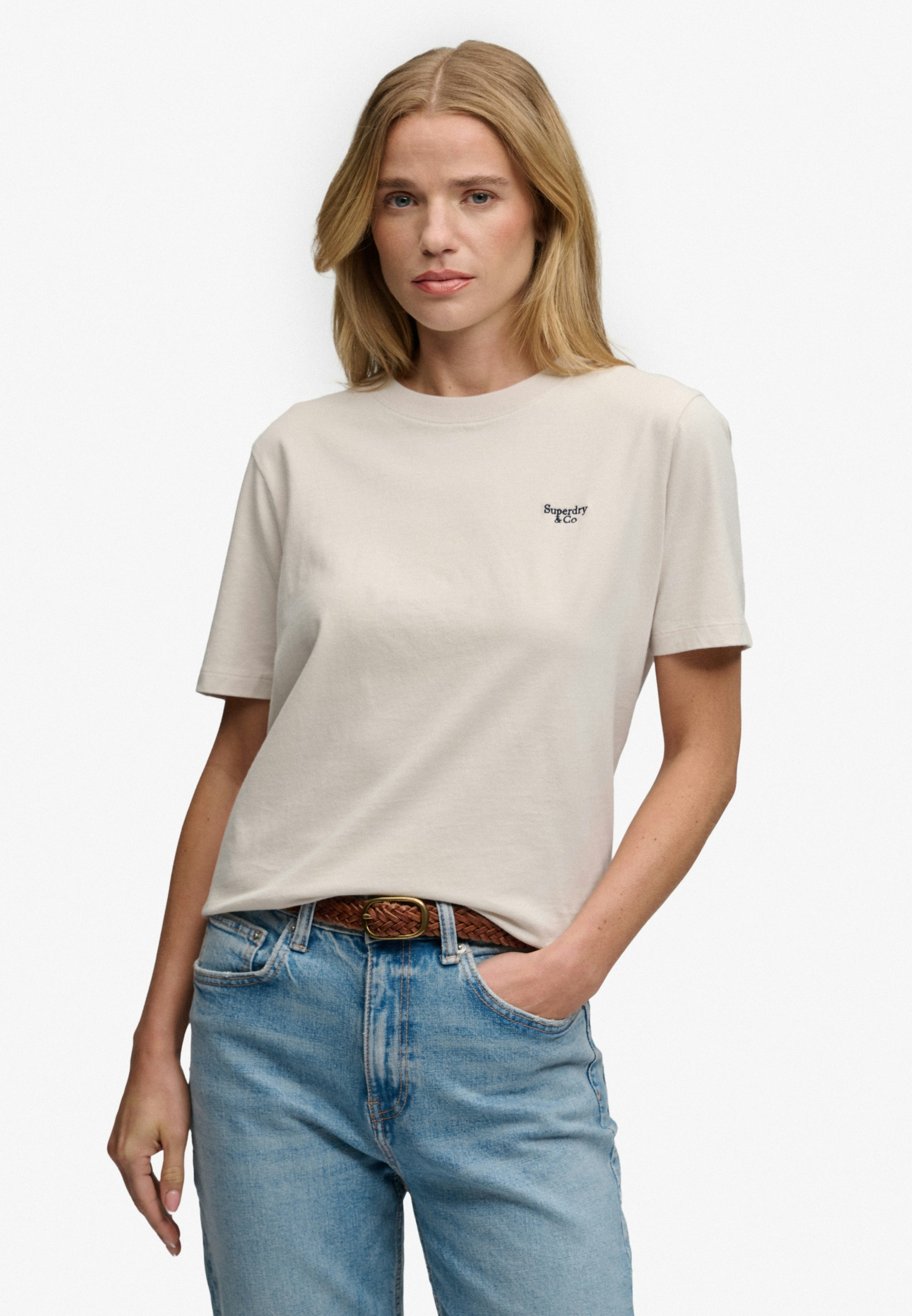 Image of Superdry T-Shirt "SIGNATURE EMB TEE" Baumwolle, relaxed fit