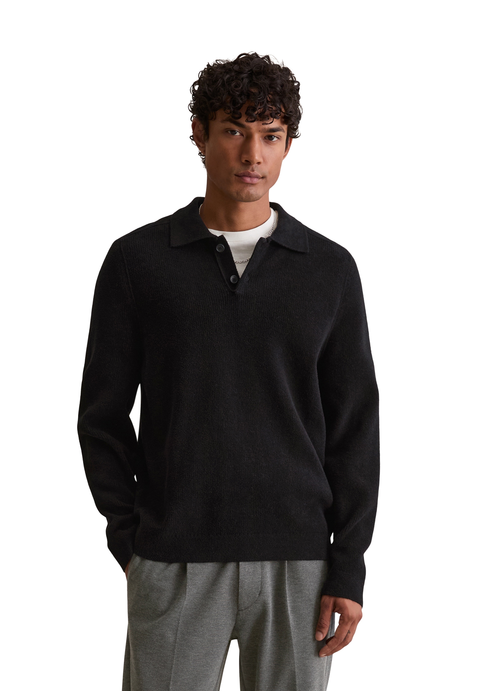 Image of Marc OPolo DENIM Polokragenpullover "relaxed fit mit Flachstrickkragen und Knopfleiste"