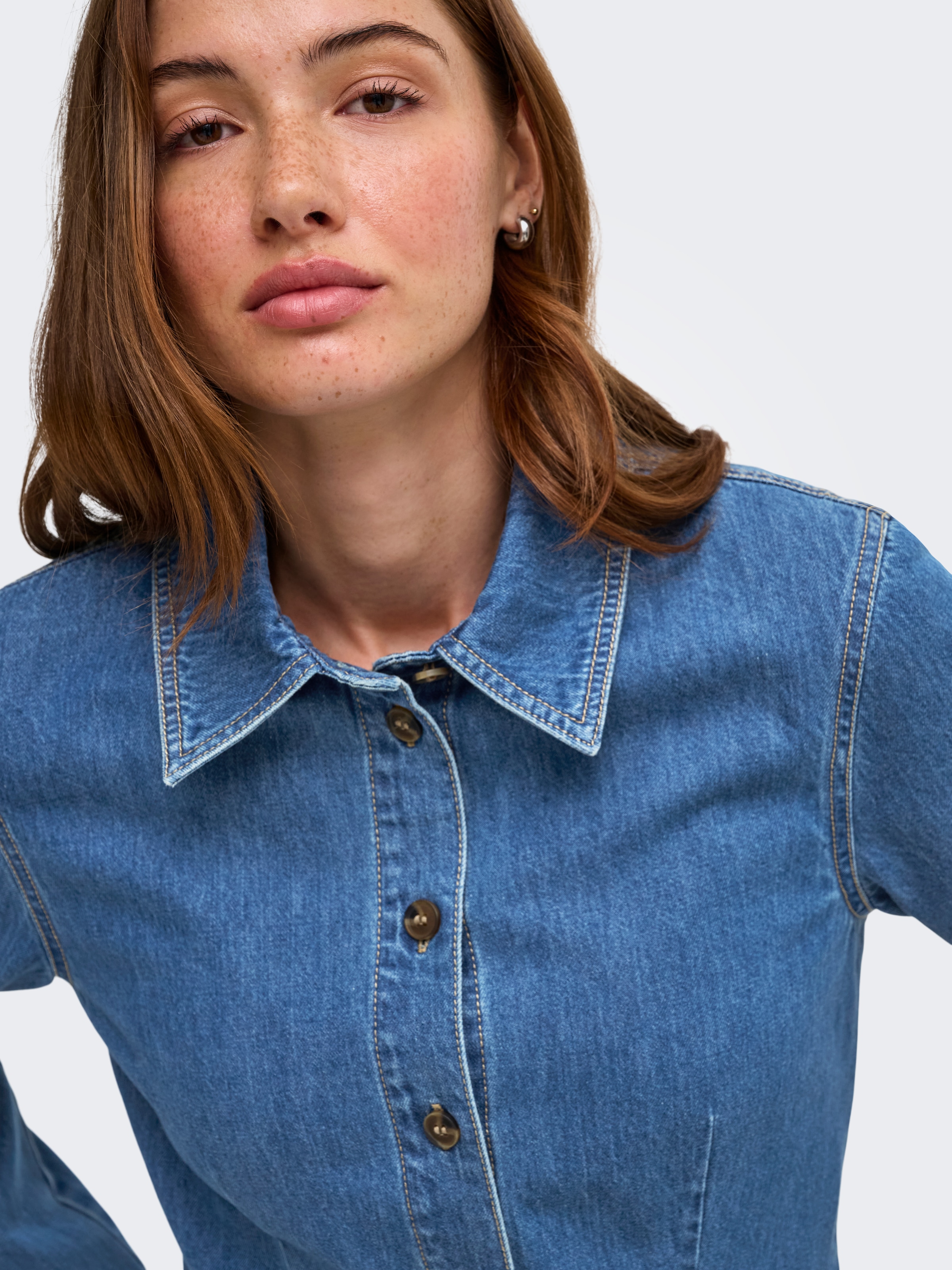 ONLY Blouse en jean »ONLUNA FITTED SHIRT DNM« coton, denim
