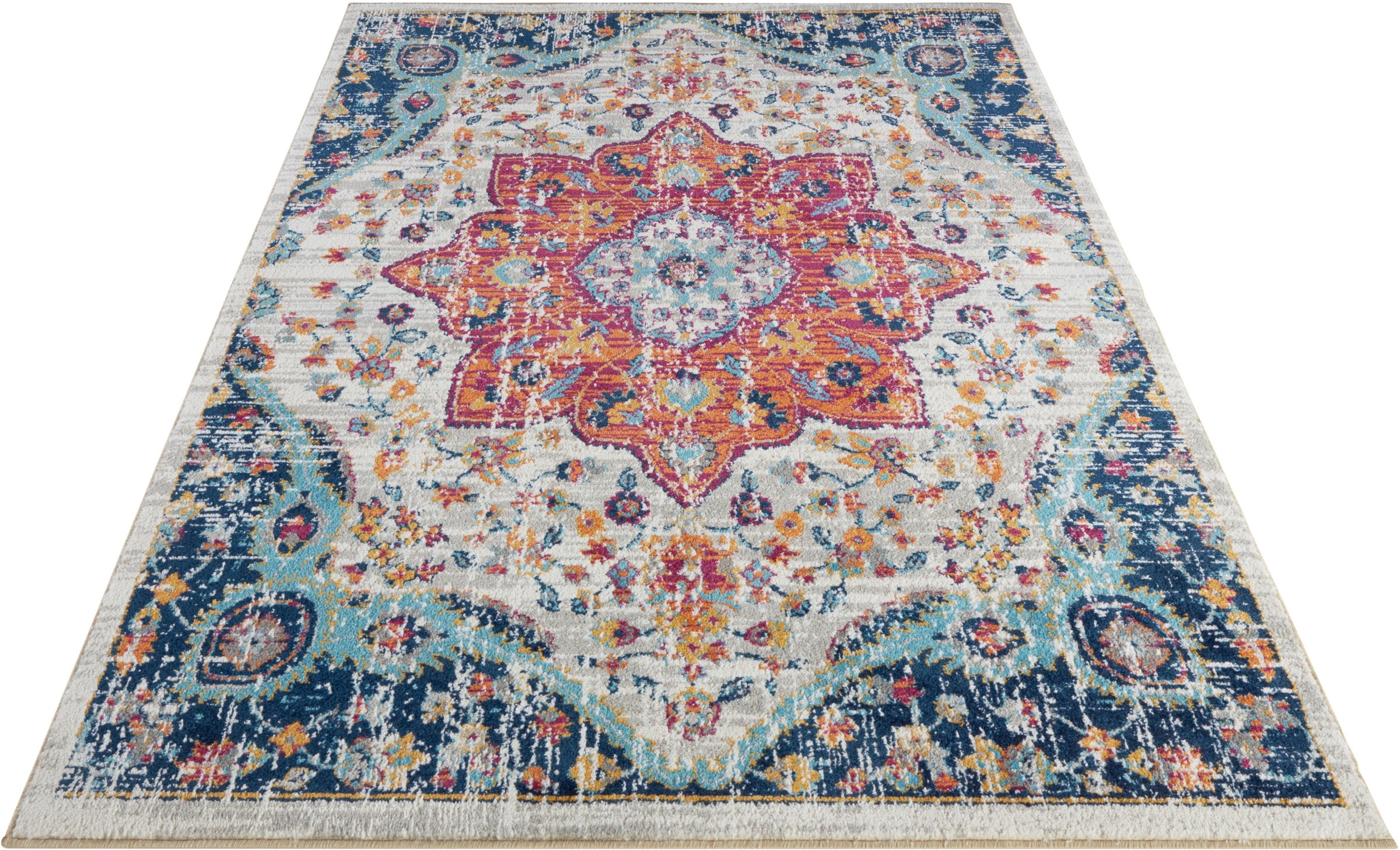 Image of NOURISTAN Teppich »Bara«, rechteckig, 10 mm Höhe, Kurzflor, Orient Optik, Used Look, kräftige Farben, Wohnzimmer, Schlafzimmer, Robust, Pflegeleicht, Gekettelt bei Ackermann Versand Schweiz