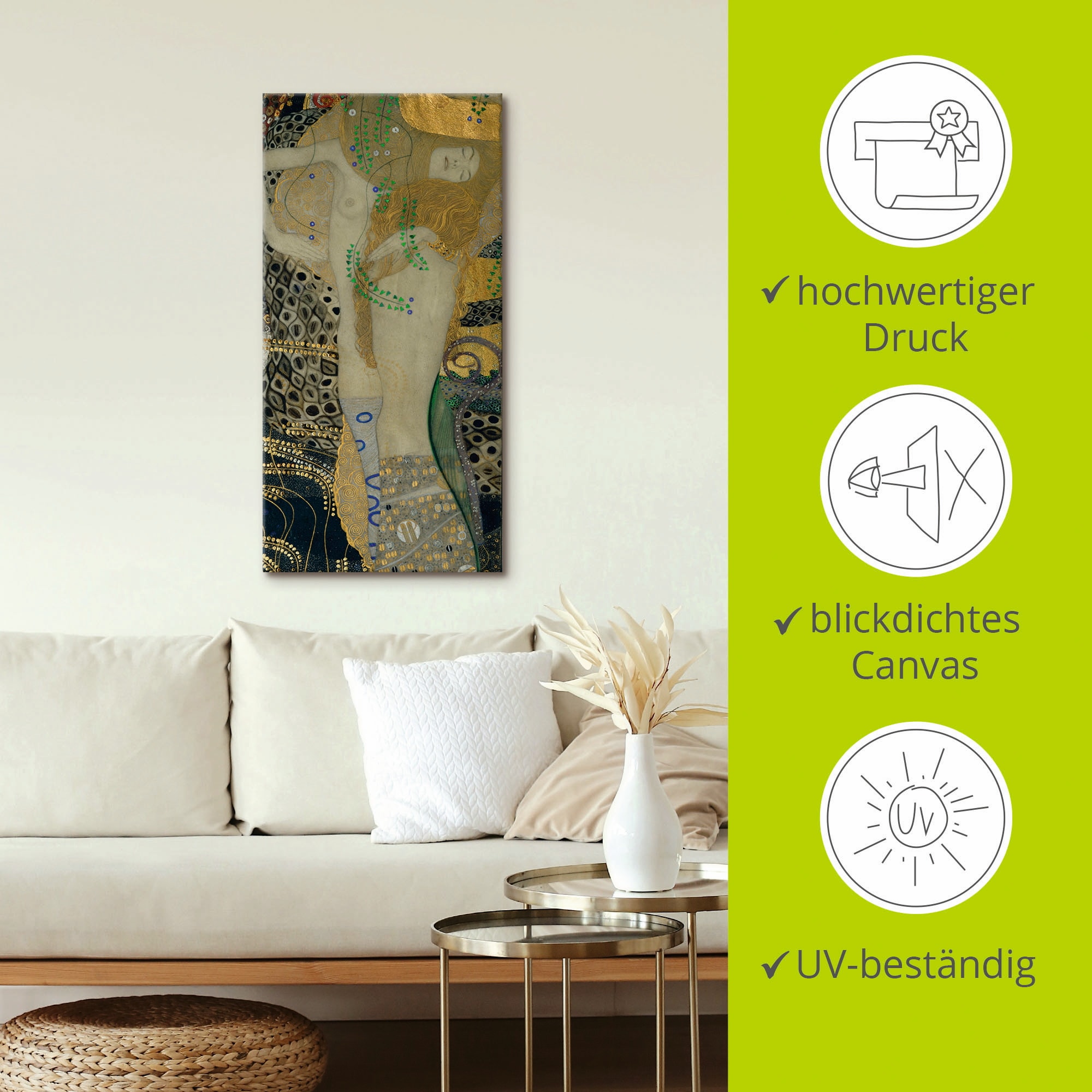 Artland Tableau sur toile »Wasserschlangen I« 1 cuis tlg. als Leinwandbild in verschied. Grössen