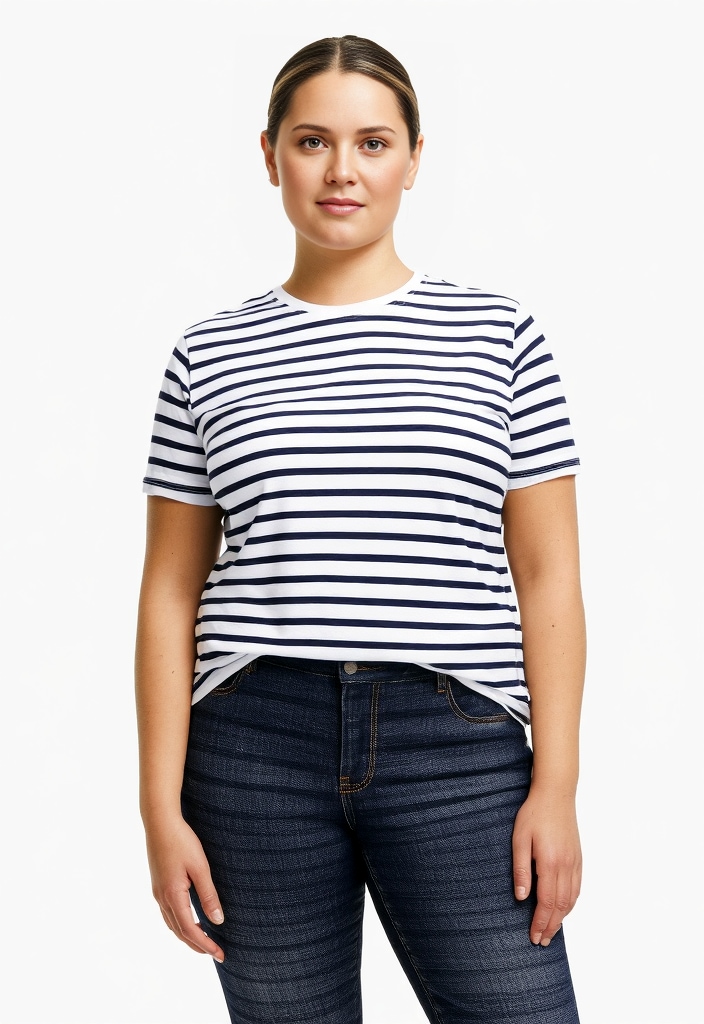 ONLY CARMAKOMA Kurzarmshirt »CARNEW SOPH SS Y/D STRIPE JEANS TEE JRS«