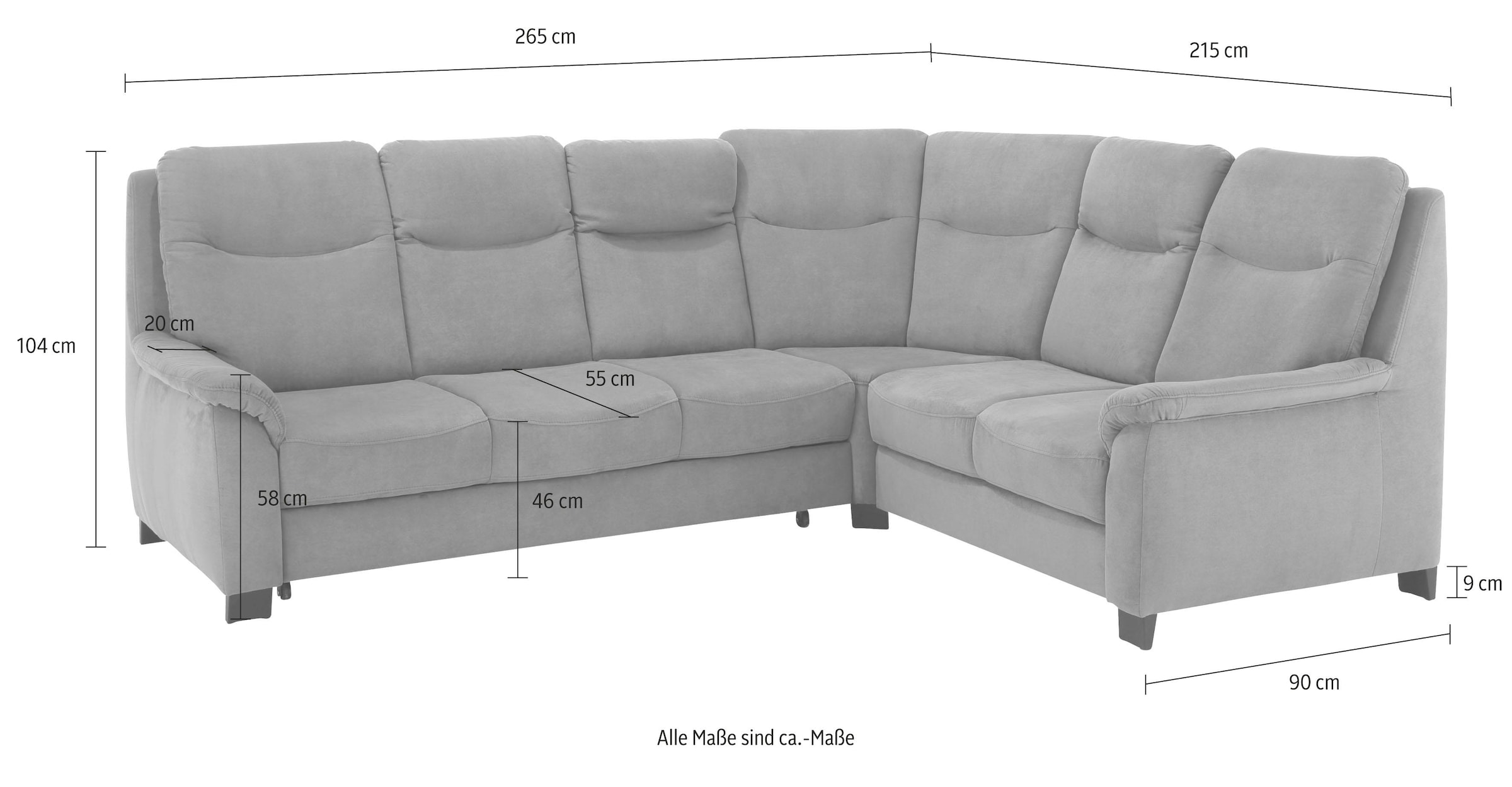 Home affaire Ecksofa »Boccaccio L-Form«, mit Federkern, incl. Kopfteilverstellung, wahlweise Bettfunktion