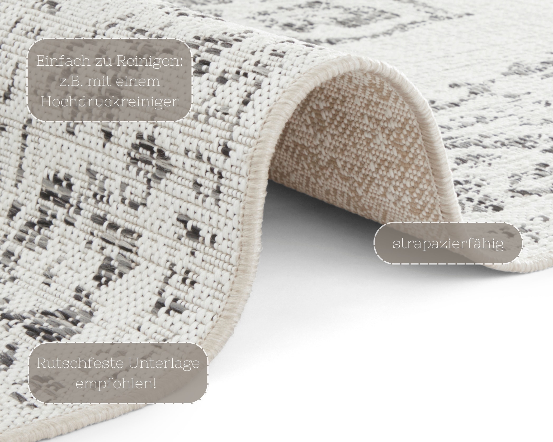 HANSE Home »Tilos« rechteckig 8 mm Höhe In- & Outdoor, Kurzflor, Orientalisch, Vintage, Wohnzimmer, Garten