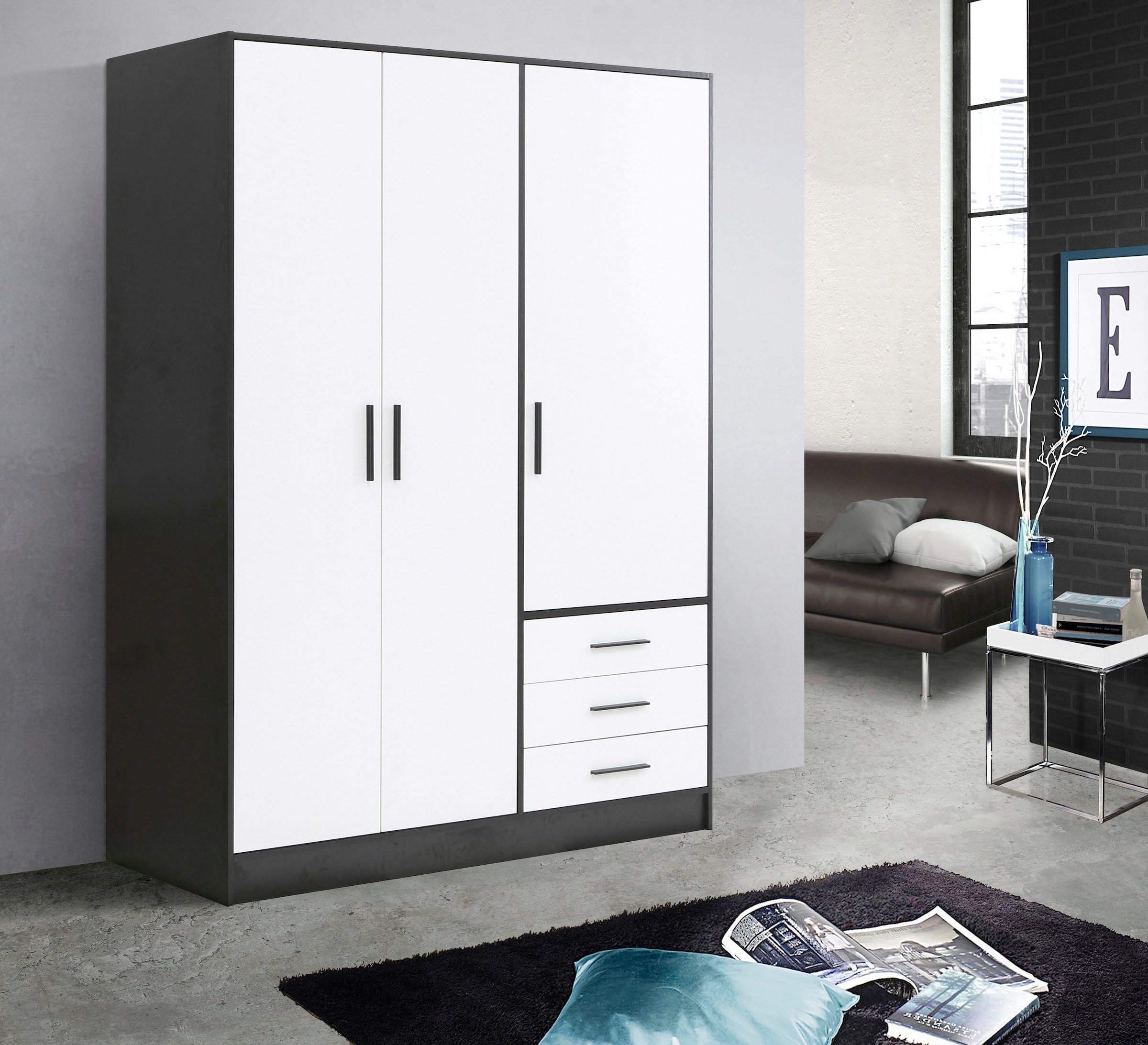 FORTE Kleiderschrank »Jupiter, Made in Europe, mit Schubladen«, (Masse (T/H): 60/200 cm), viel Stauraum, 2 Breiten und 4 Farben