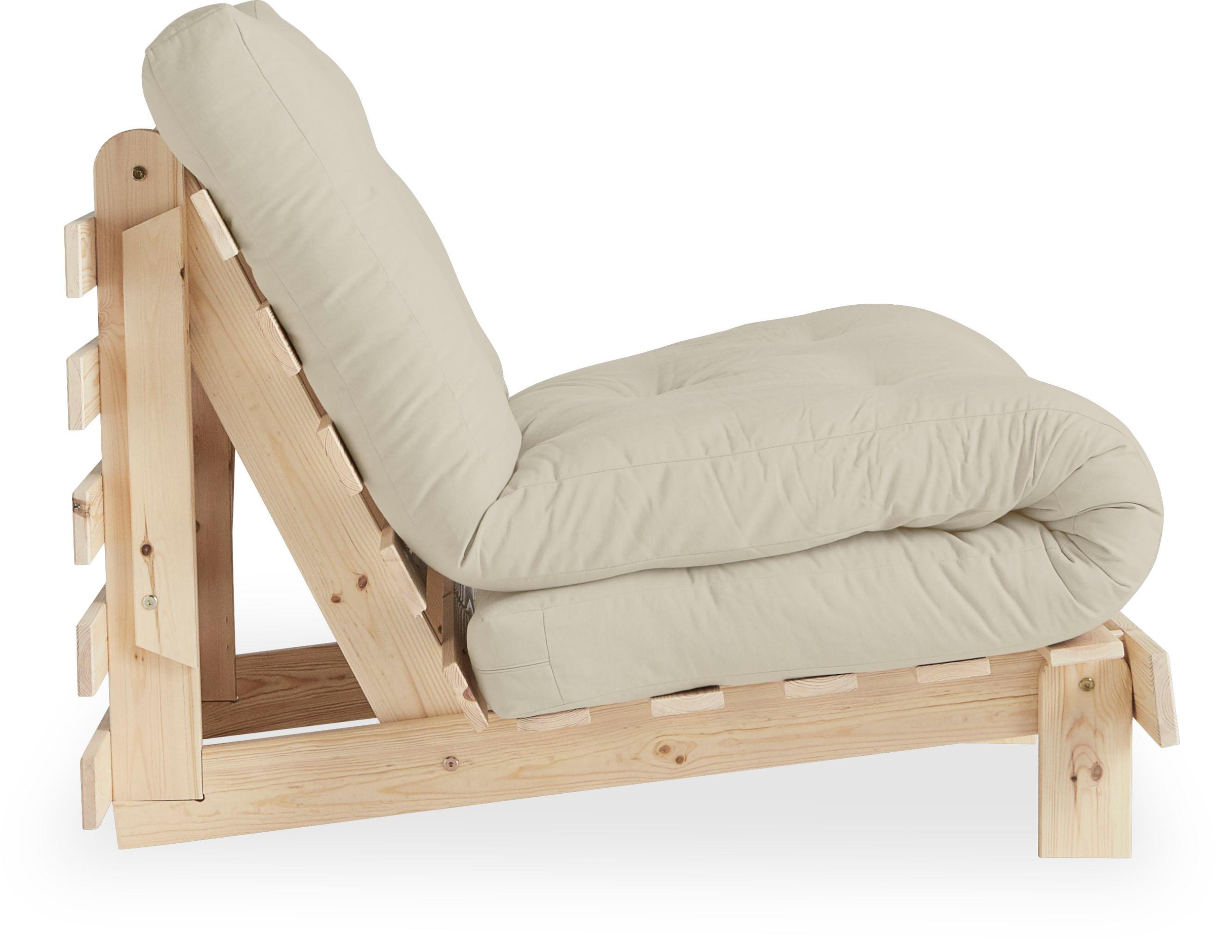 Karup Design Daybett »Daybett Roots Schlafsofa – Gästebett & Sofa aus FSC®-Kiefer«, Inkl. Futonmatratze, in mehreren Grössen & Farben erhältlich
