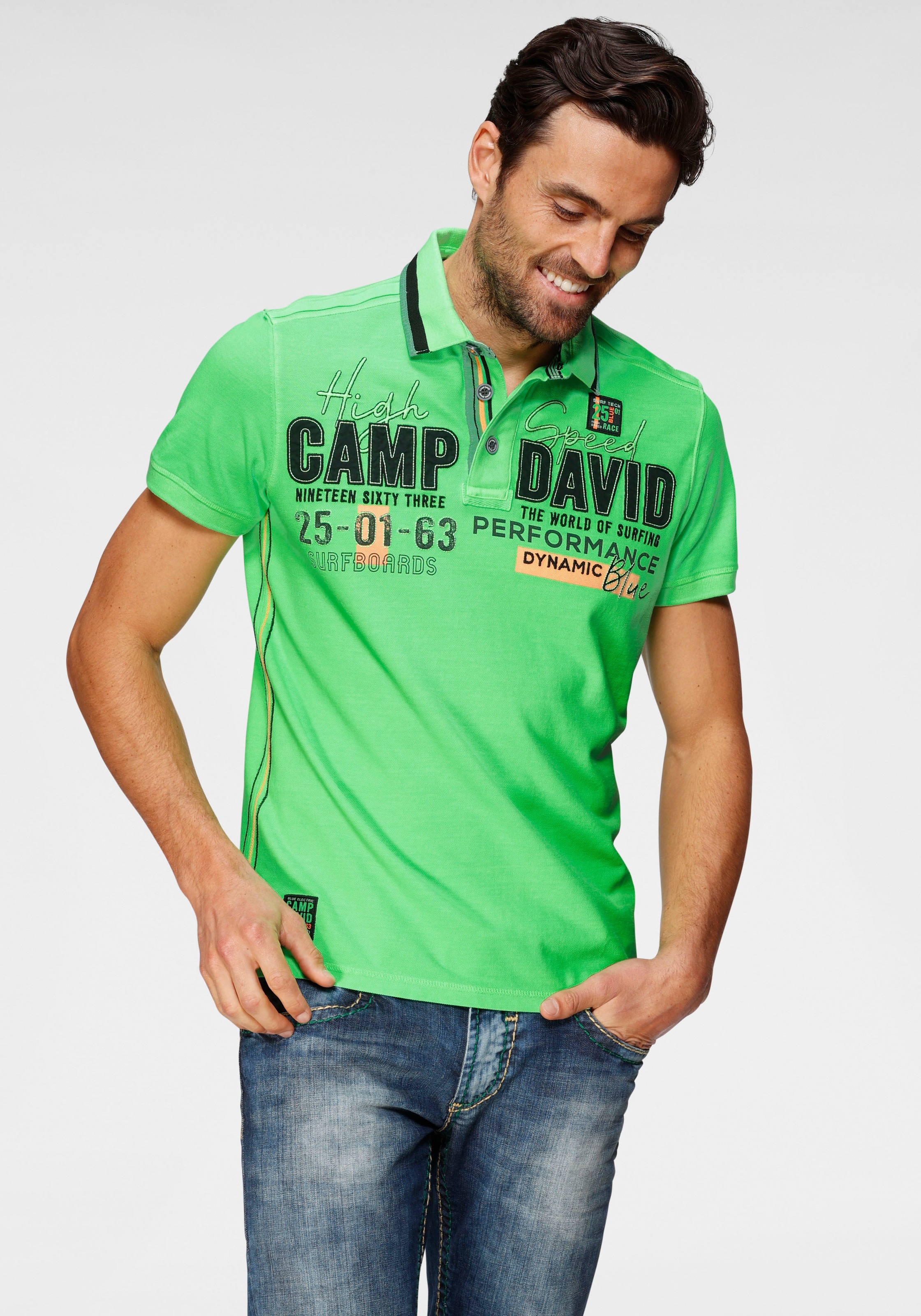 Image of CAMP DAVID Poloshirt, mit Logrofrontprint bei Ackermann Versand Schweiz