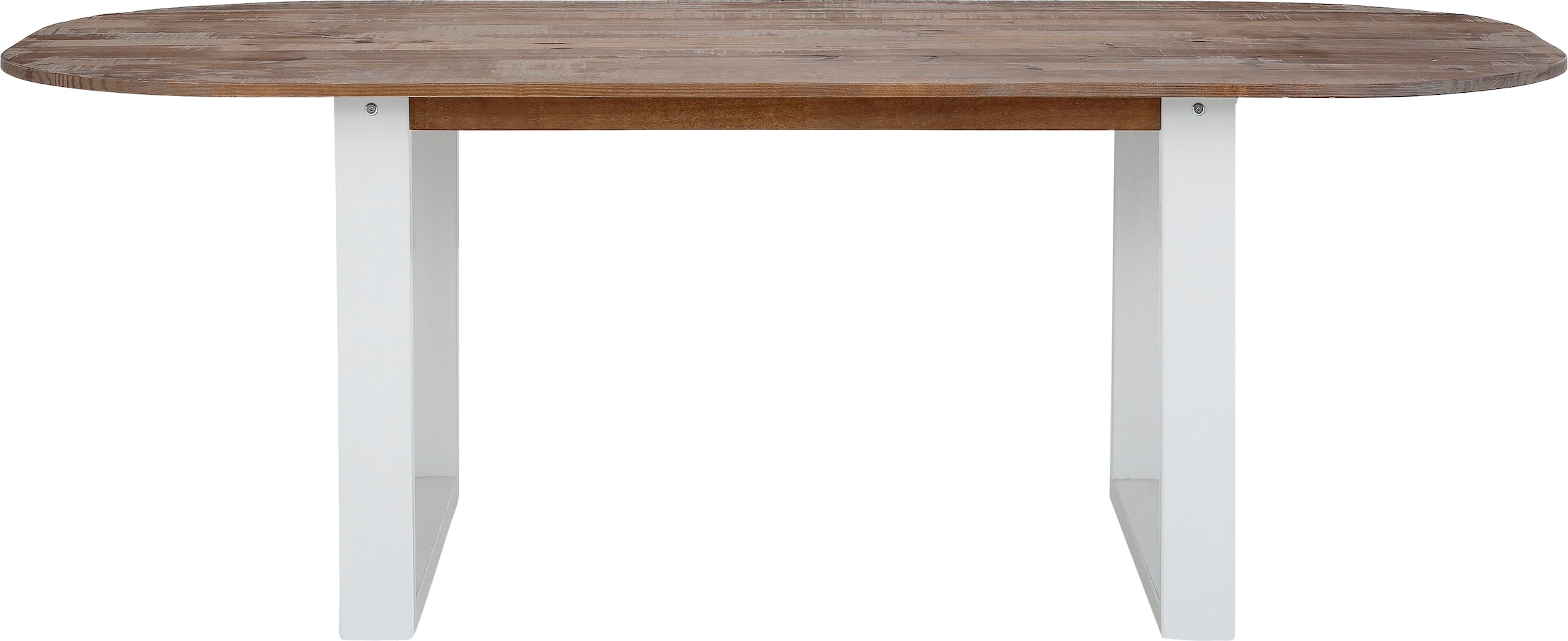 GOODproduct Table de salle à manger »Lagos« aus schönem massivem Kiefernholz, mit weiss lackierten Metallbeinen