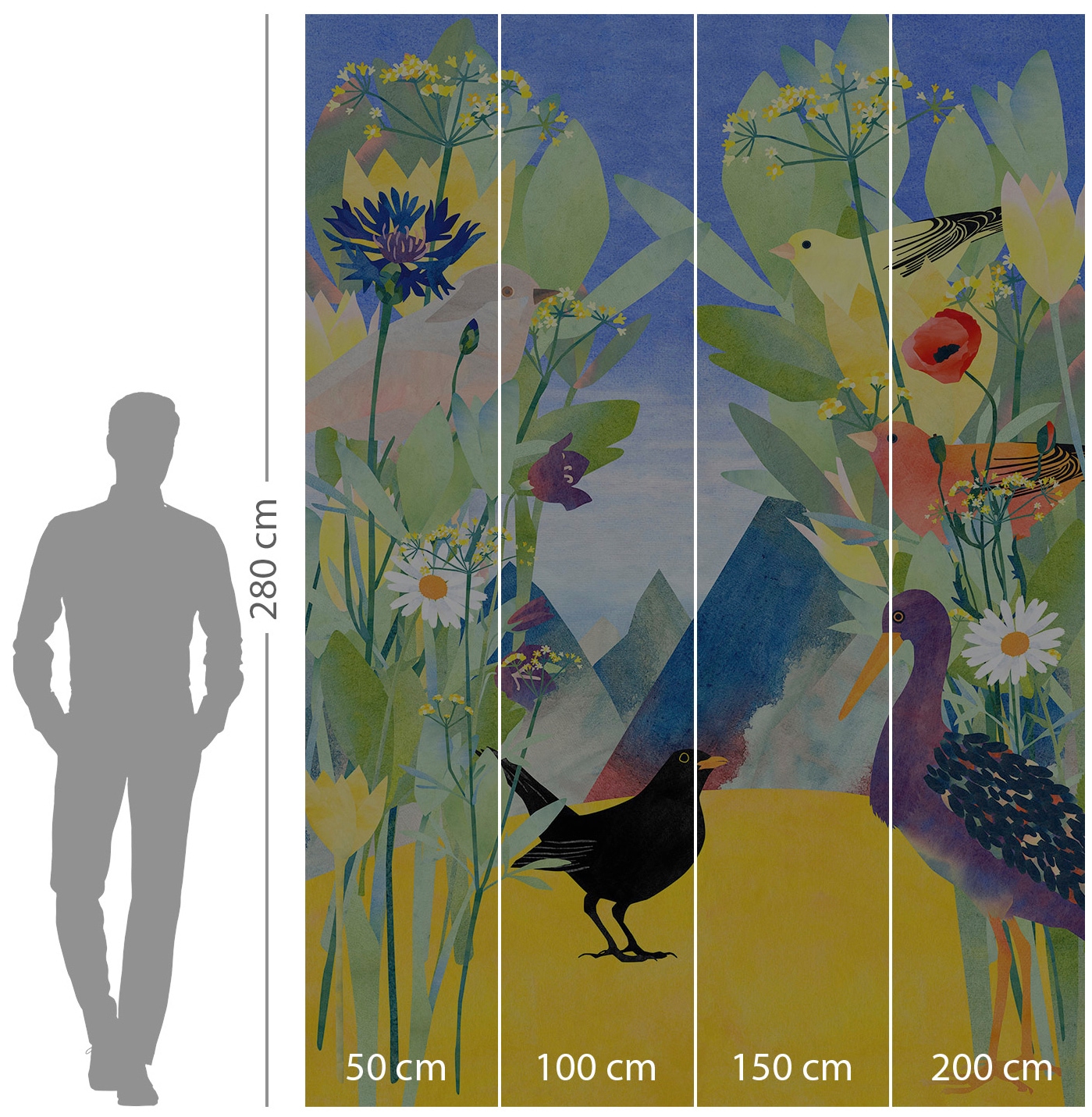 Komar Papier peint intissé »Digitaldruck Vlies -  Twittering - Grösse 200 x 280 cm« imprimé Kinderzimmer