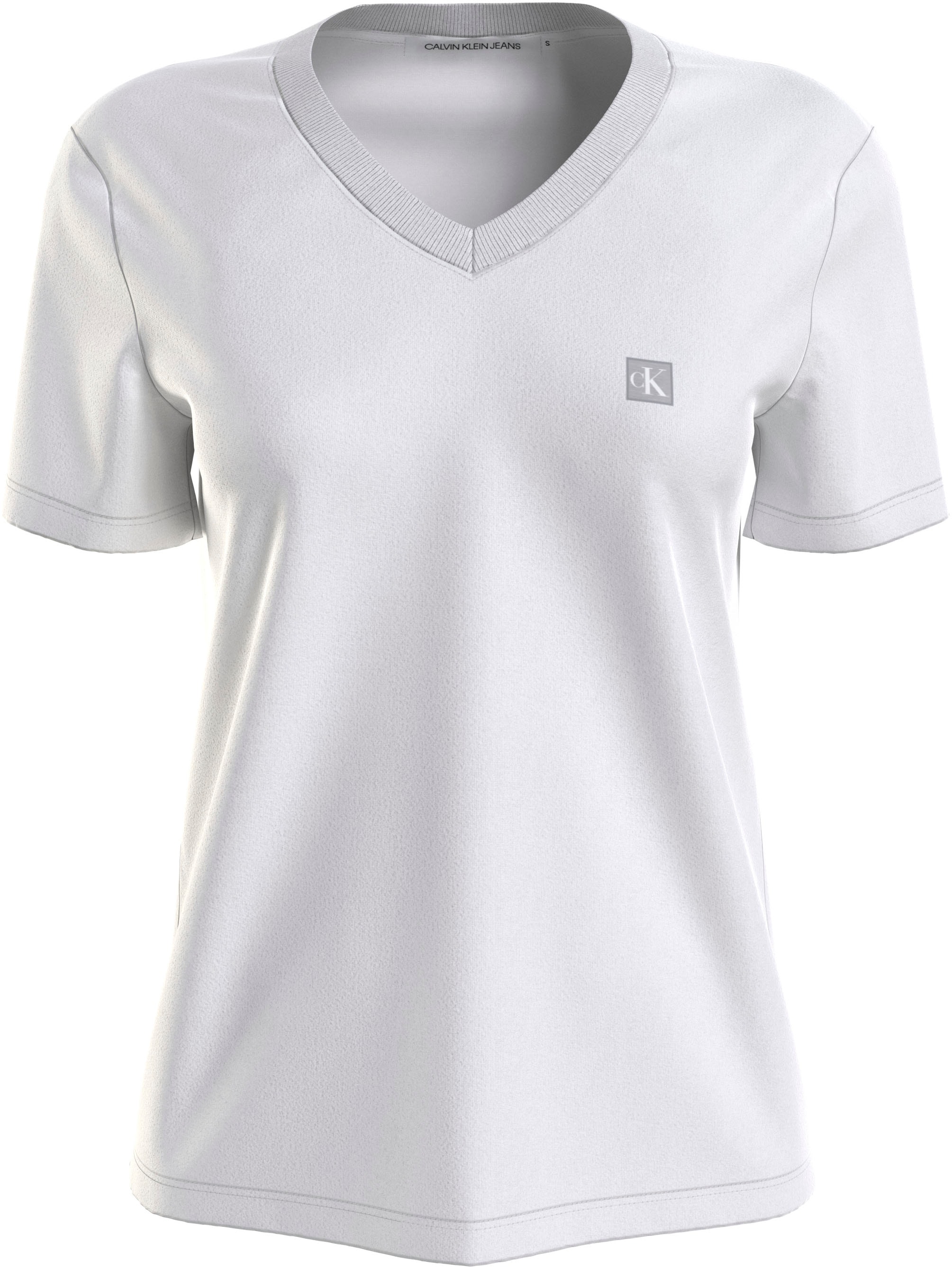 ♕ Calvin Klein Jeans T-Shirt BADGE auf mit versandkostenfrei Logomarkenlabel TEE«, EMBRO V-NECK »CK