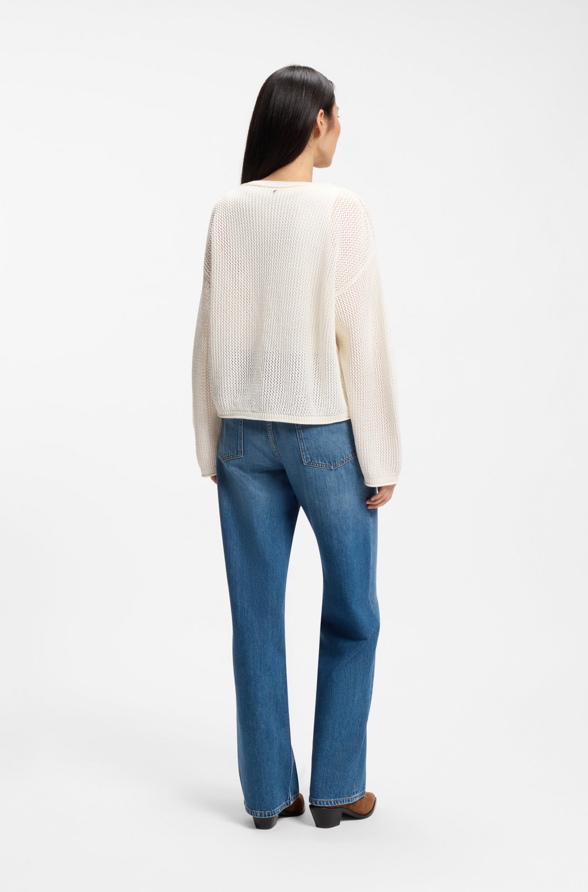 BOSS ORANGE Pull en tricot »Farde Premium Damenmode« in Mesh-Struktur, Relaxed Fit