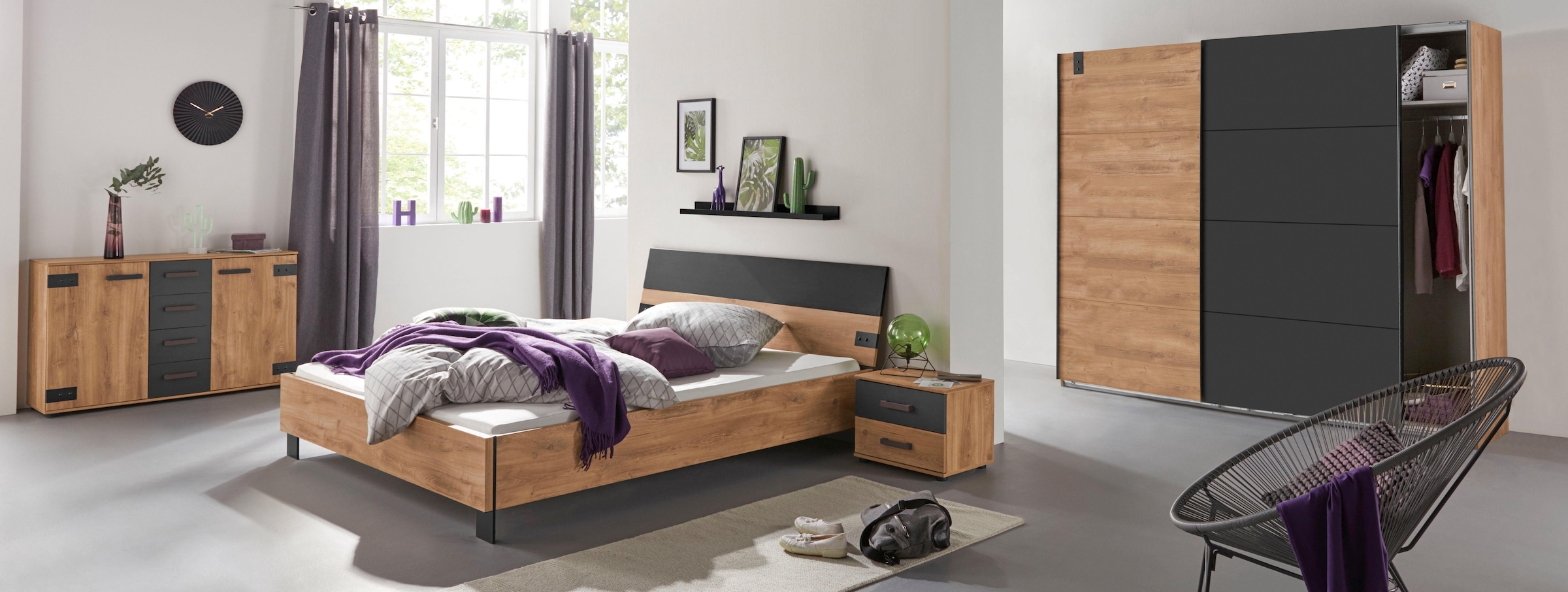 Wimex Armoire à portes coulissantes »Malmö, Kleiderschrank wahlweise mit oder ohne Spiegel« Kleiderschrank im Industrial Design, 225 oder 270cm breit