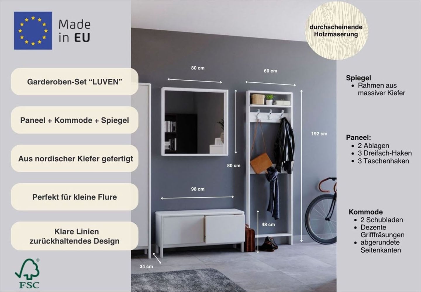 GOODproduct Ensemble de vestiaires »Luven« Set, 3 cuis tlg.