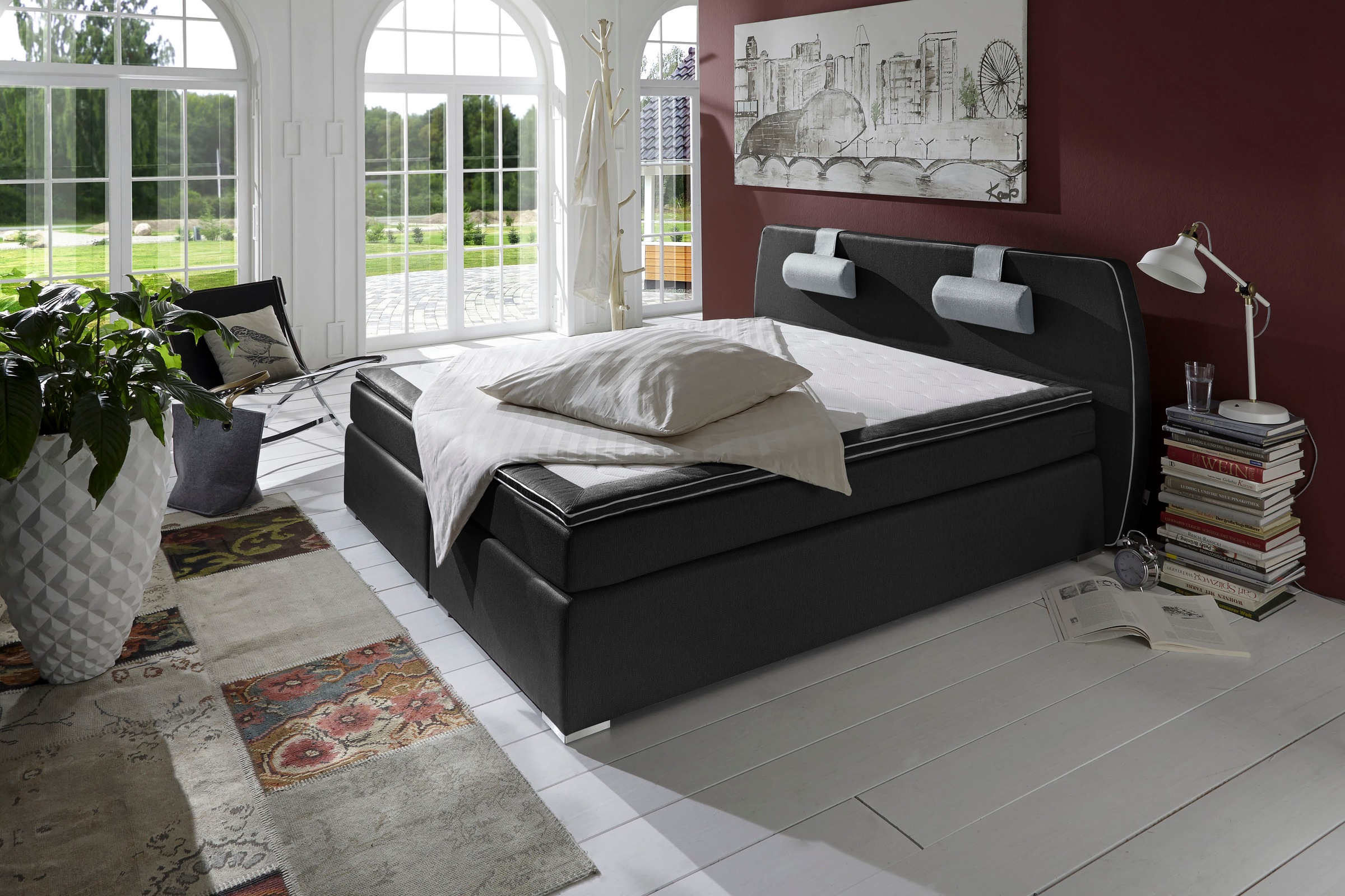 ATLANTIC home collection Lit boxspring »Rex« avec topper et coussin cervical réglable