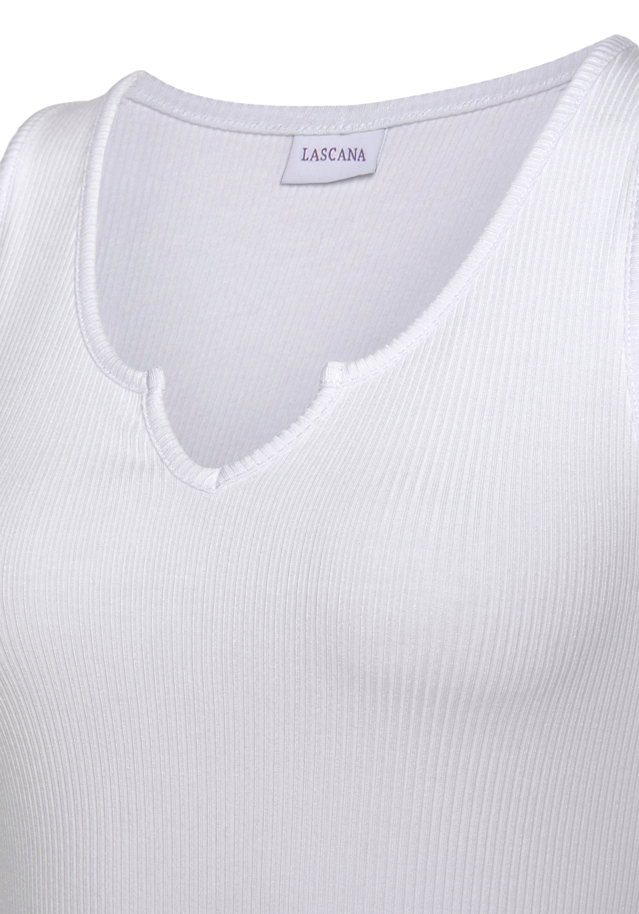 LASCANA Ripptanktop, mit kleinem V-Ausschnitt, figurbetontes Damentop, Basic