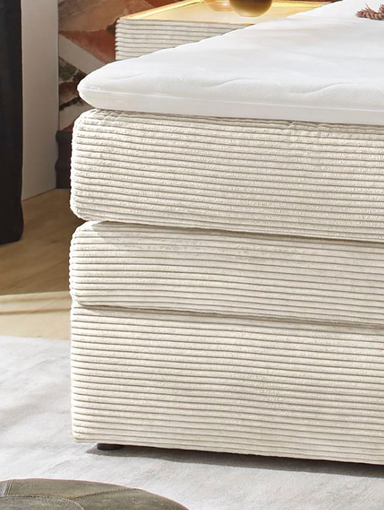 Jockenhöfer Gruppe Boxspringbett »AMY mit Bettkasten, inkl. Bonnell- oder Taschenfederkernmatratze H2-H4« mit 6 cm Kaltschaum-Topper, Cord-Bezug, 120x200 und 140x200 cm
