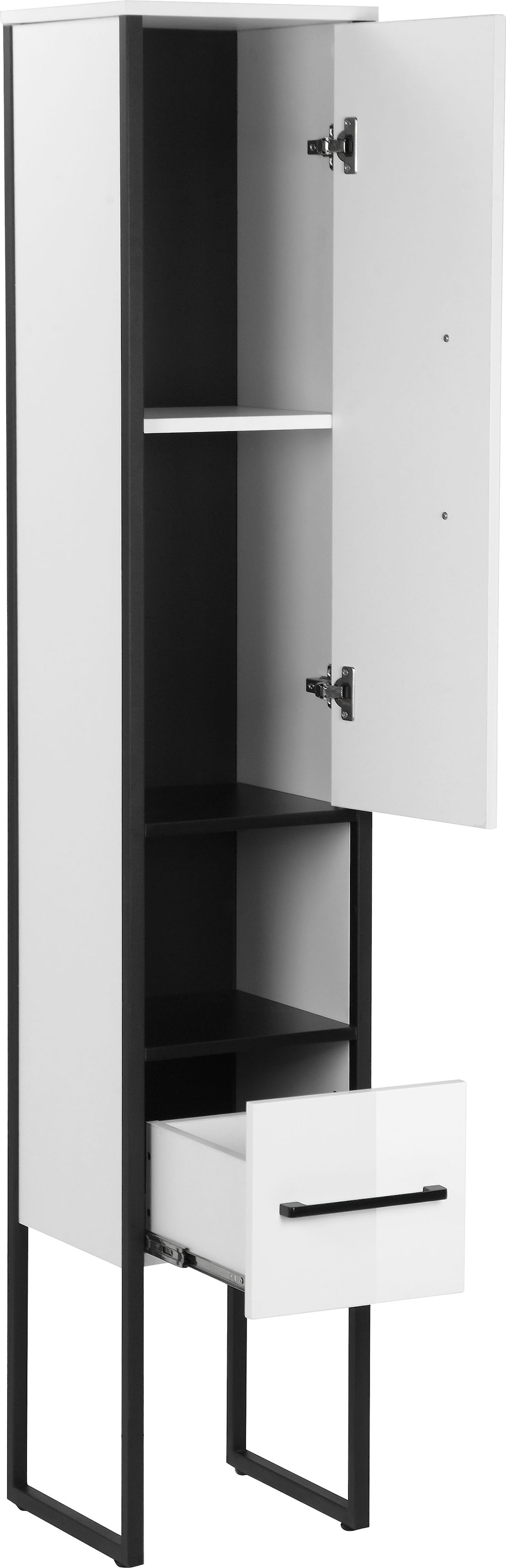 welltime Seitenschrank »Paris«, premium Badmöbel, Breite 31,5 cm Hochschrank Loft Design