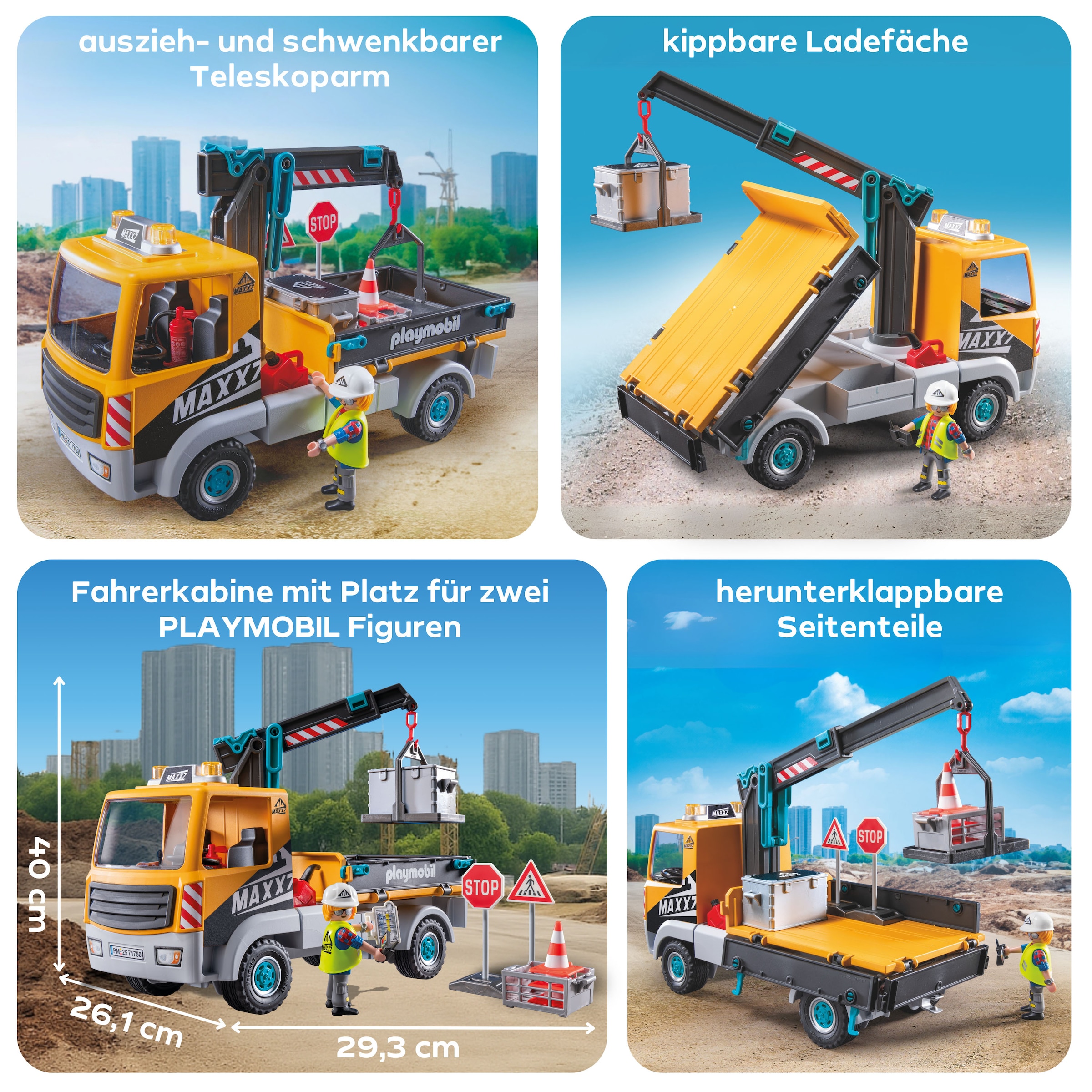 Playmobil® Konstruktions-Spielset »Baustellen-LKW mit Kran (71750), Playmobil Action Heroes«