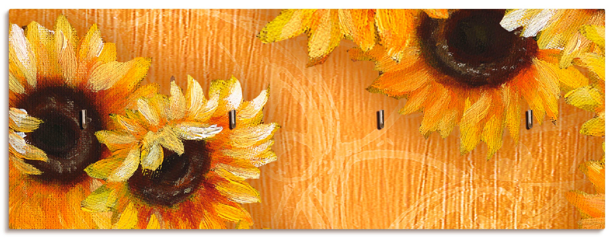 Image of Artland Hakenleiste »Sonnenblumen«, aus Holz mit 4 Schlüsselhaken – Schlüsselboard, Schlüsselbretter, Schlüsselhalter, Schlüsselaufhänger für den Flur – Stil: Modern bei Ackermann Versand Schweiz